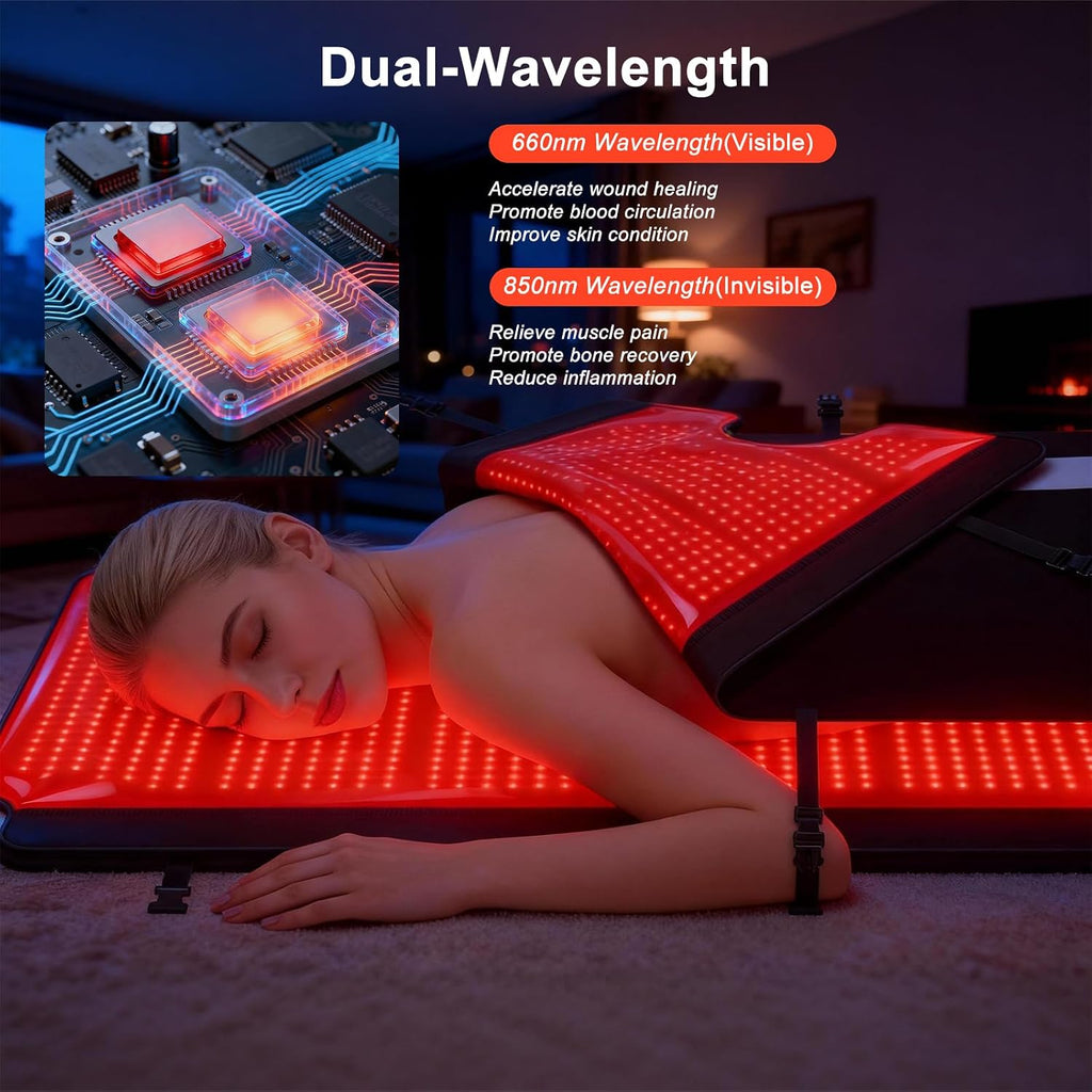 Full Body Red Light Therapy Mat, 78.7' * 74.8' Whole Red Light Therapy Pad for Body with 660nm & 850nm, 2820 LEDs redlight Blanket with Adjustable Timer & Intensity, Gifts for Women, Men, and Pets