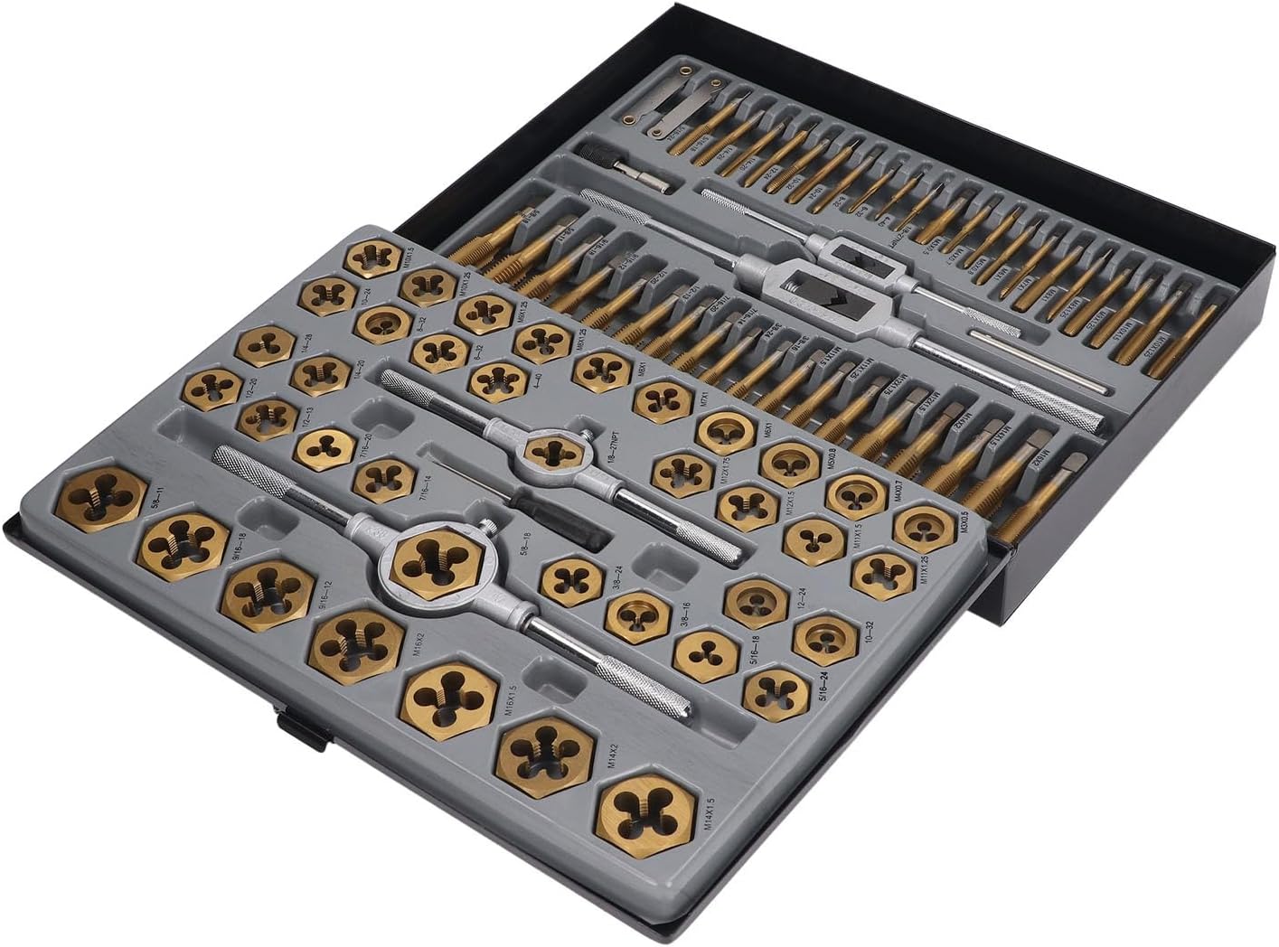 86 Piece Metric Tap and Die Set for Thread Repair M3 to M16 Cutting External Internal Threads Hand Tools Kit