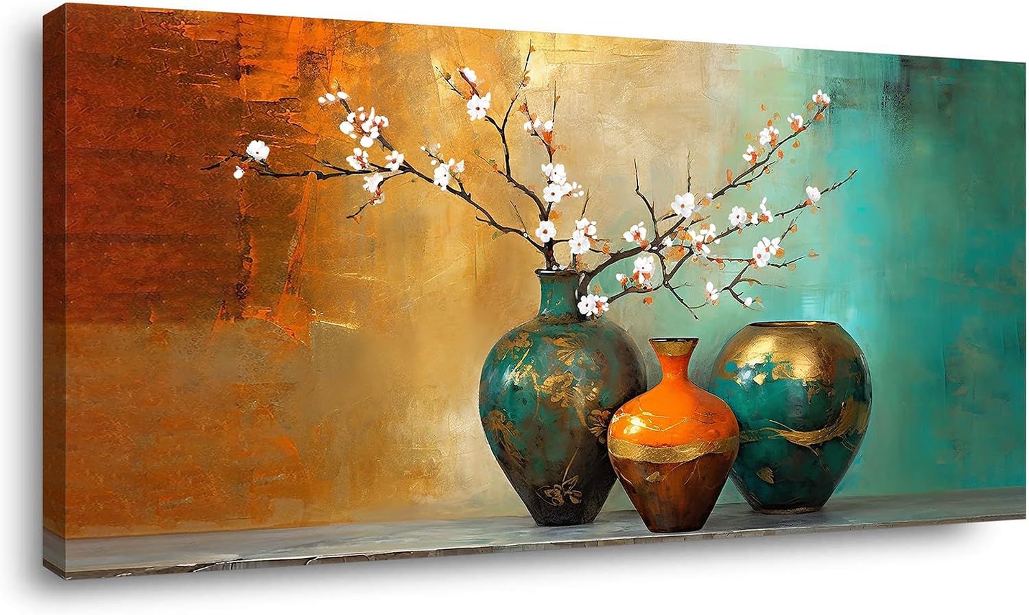ZOMNAI Modern Painting Flowers in Vase Plants Wall Art Decor Artwork for Bedroom (30x60 Inches)