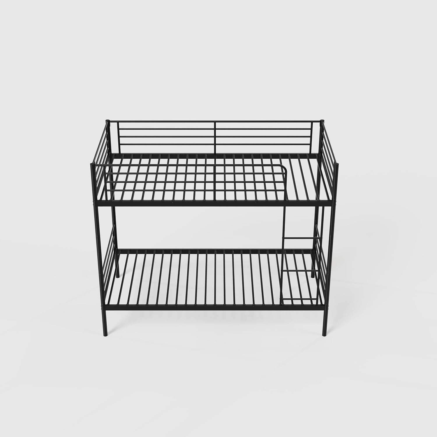 GOWE Bunk Bed with Ladder and high Guardrail, Able to Split, Metal Bunk Bed, Storage Space, Noise Free,Twin Over Twin Size,Black