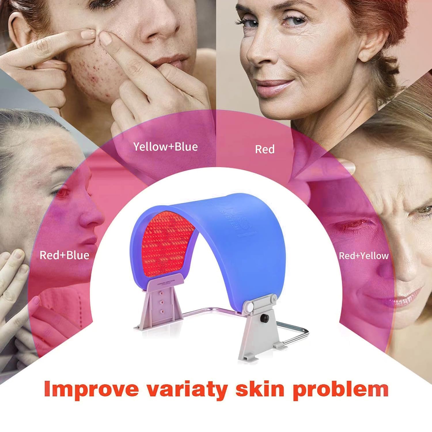 ZOVIE Red Light Therapy Mask-Infrared Photons Facial Skin Care Machine LED Beauty Mask-Flexible Led Light Therapy(Navy-Blue)