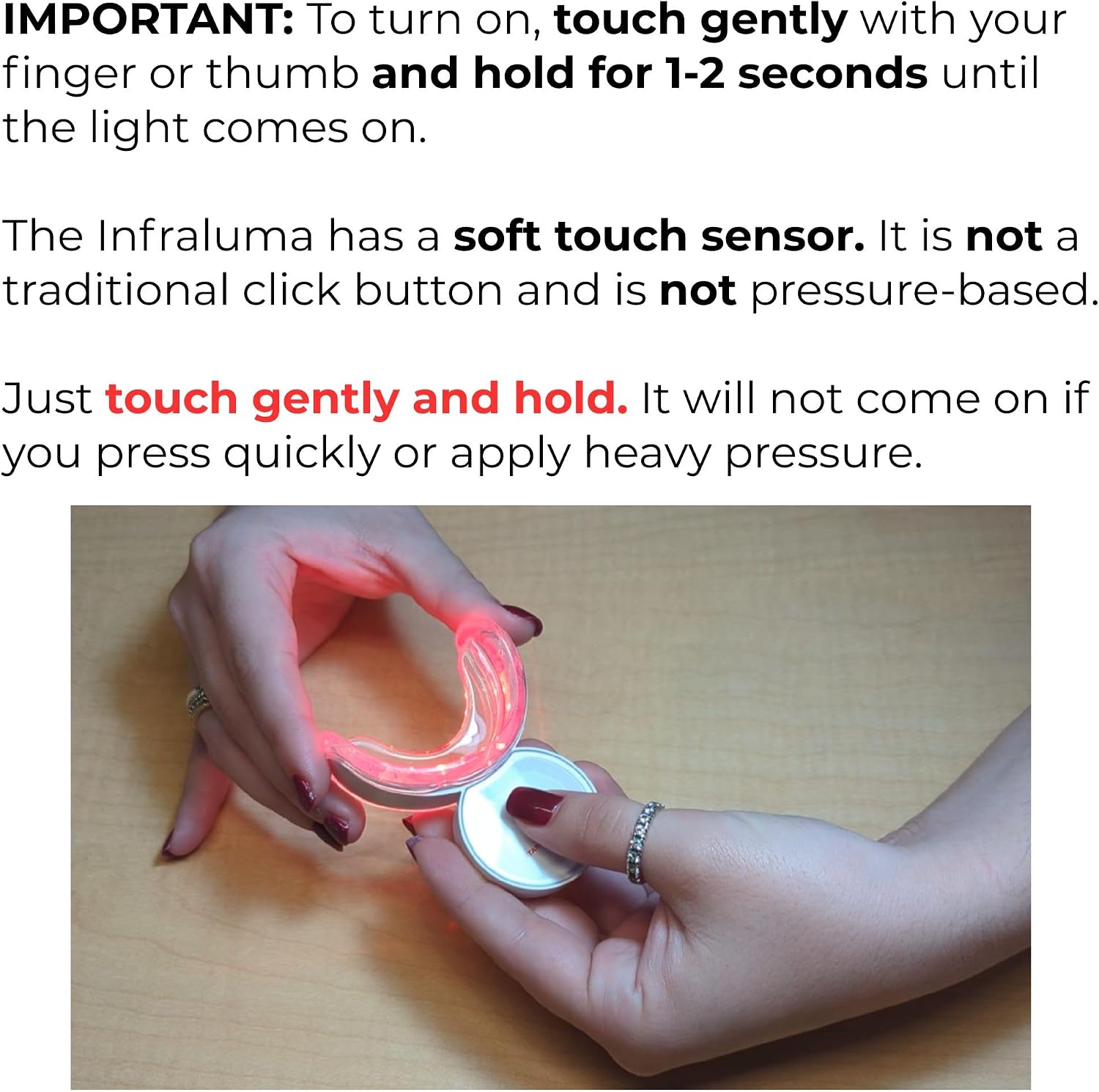 InfraLuma 850nm Infrared Gum Light (Near Infrared Light + Red) and Blue Light Device for Teeth & Gums, Oral Care Teeth Whitening Accelerator & Gum Support Mouthpiece by Starlite Smile