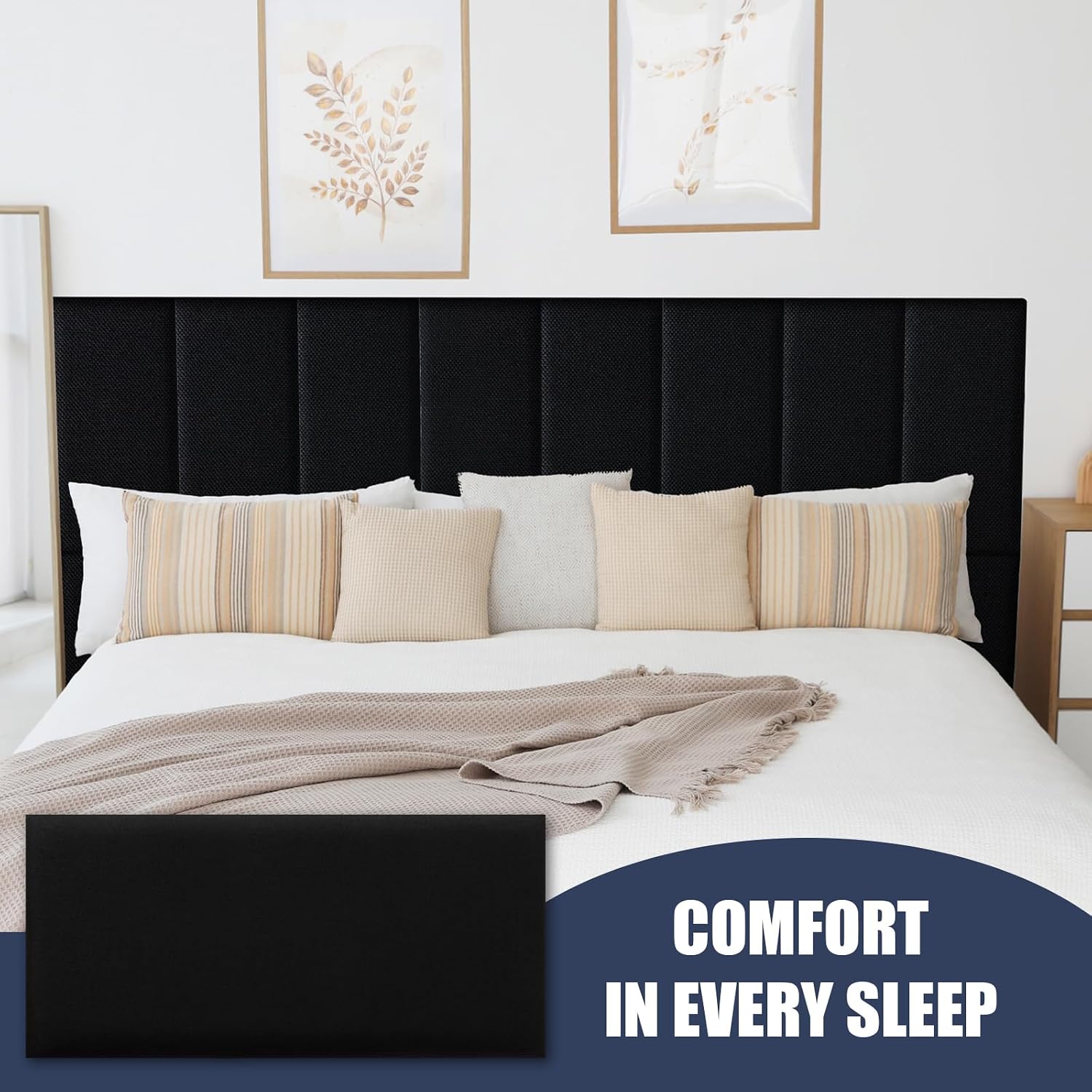 12 Piece Linen Fabric Peel and Stick Headboard, Upholstered Wall Mounted Headboard for Twin, 3D Anti-Collision Soundproof Self-Adhesive Wall Panel for Bedroom 23.62' x 9.84'