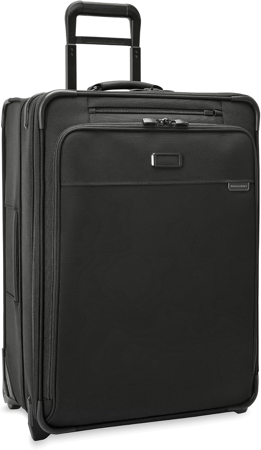 Briggs & Riley 26' Medium Expandable Upright - Checked Luggage for Travel, Suitcases with Wheels, Softside Rolling Bag for Men & Women, Self-Repairing Zipper - Baseline Collection, Black
