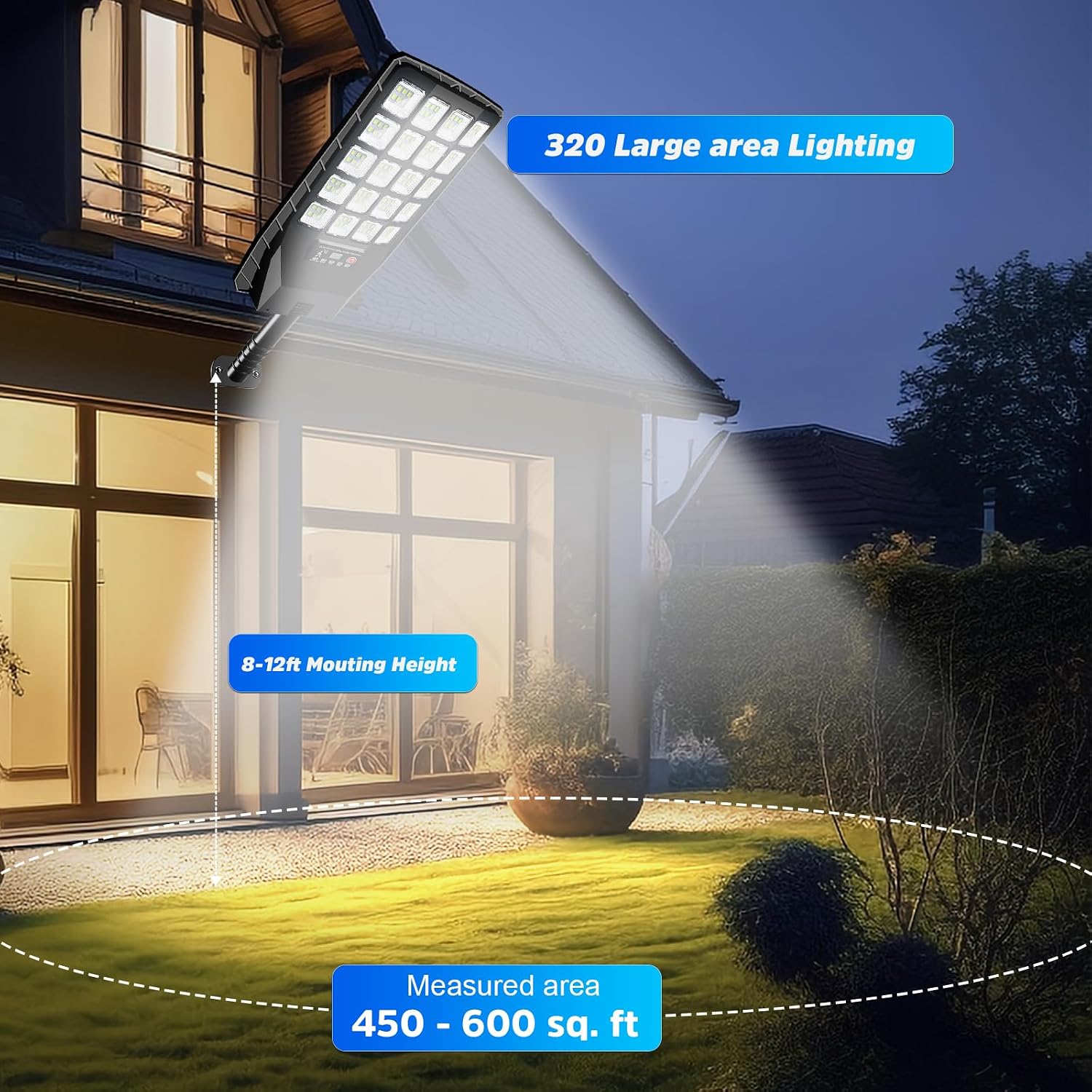 6 Pack Solar Street Lights Outdoor Waterproof, 6500K 20000LM Wide Angle Solar Powered Flood Light with Motion Sensor & Remote Control,Dusk to Dawn Commercial Solar Outdoor Light for Parking Lot