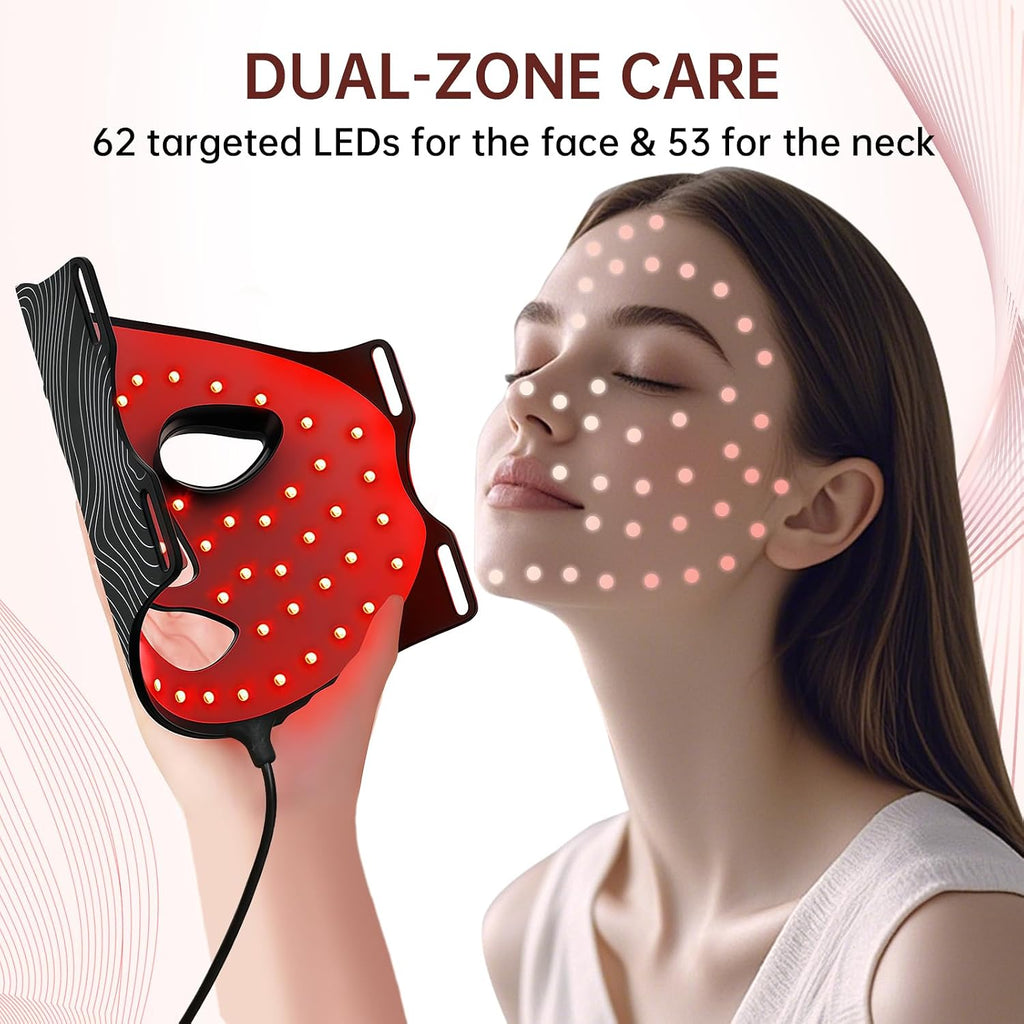 Red Light Therapy Mask For Face And Neck,850nm Near Infrared & Red Light,Rechargeable Led Face Mask For Anti-Aging, Skin Firming & Radiant Glow At Home