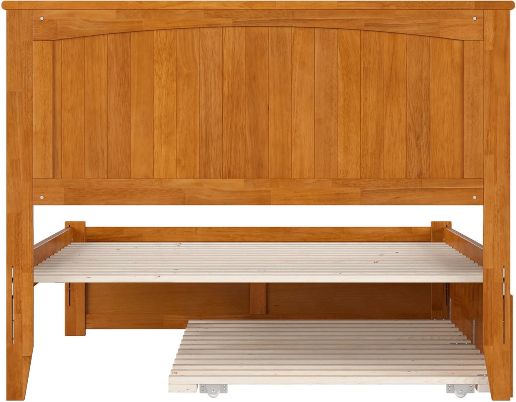 AFI, Nantucket Full Platform Bed with Footboard & Twin Trundle, Light Toffee