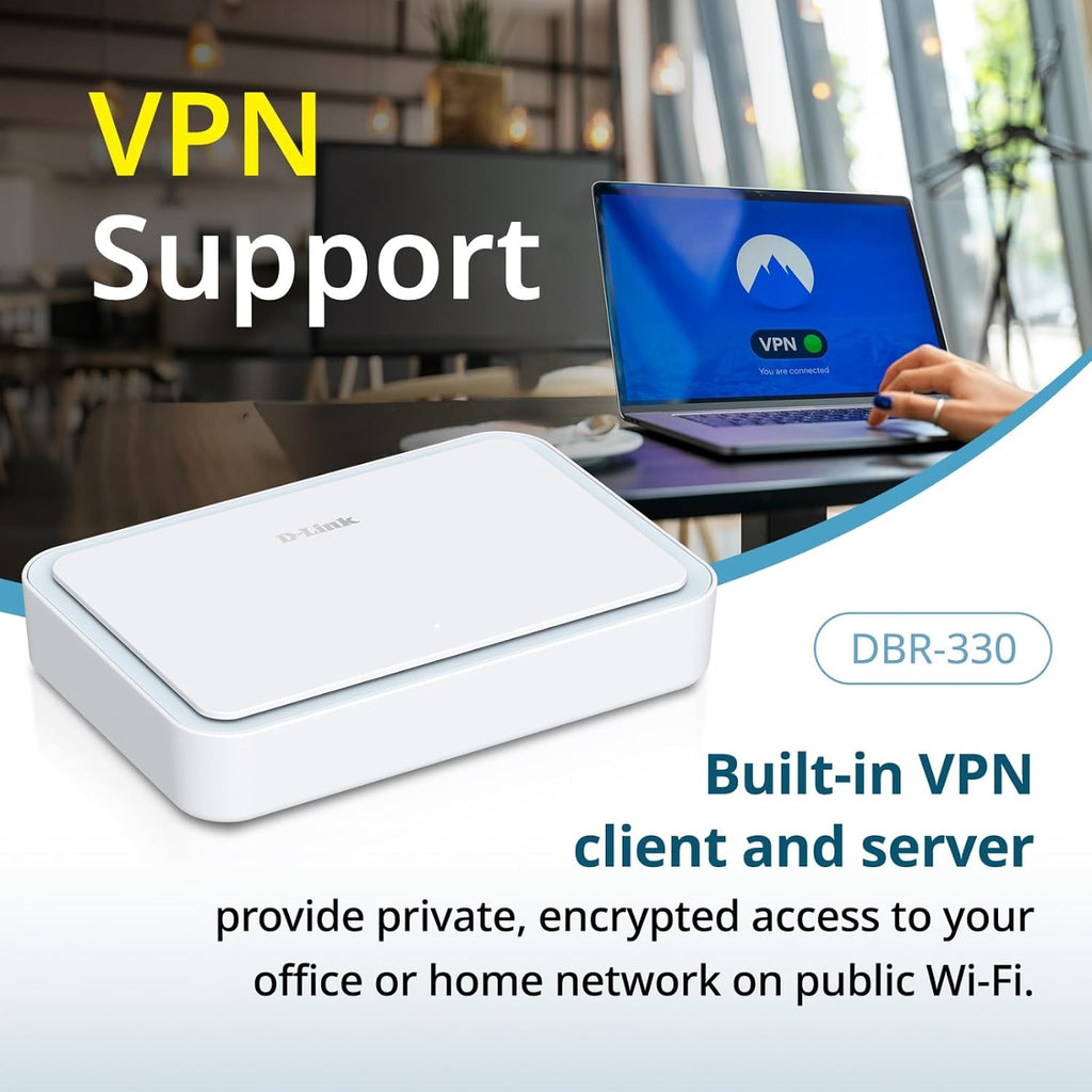 D-Link AX3000 Wi-Fi 6 Portable VPN Travel Router (DBR-330), Multi-WAN, Business-Grade Security, VPN, SPI Firewall, File Sharing, Compact WiFi Hotspot for Public WiFi Sharing, Remote Work, RV, Hotel