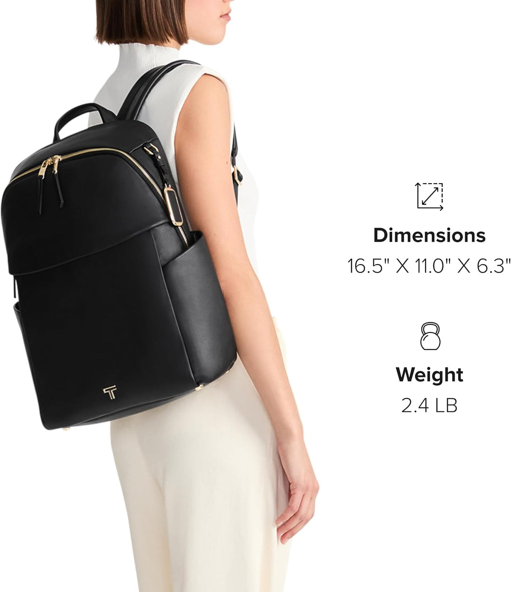 TUMI - Voyageur Raina Backpack - Women's Premium Leather Backpack - Everyday Bag with Phone Pocket & Laptop Compartment - Sienna