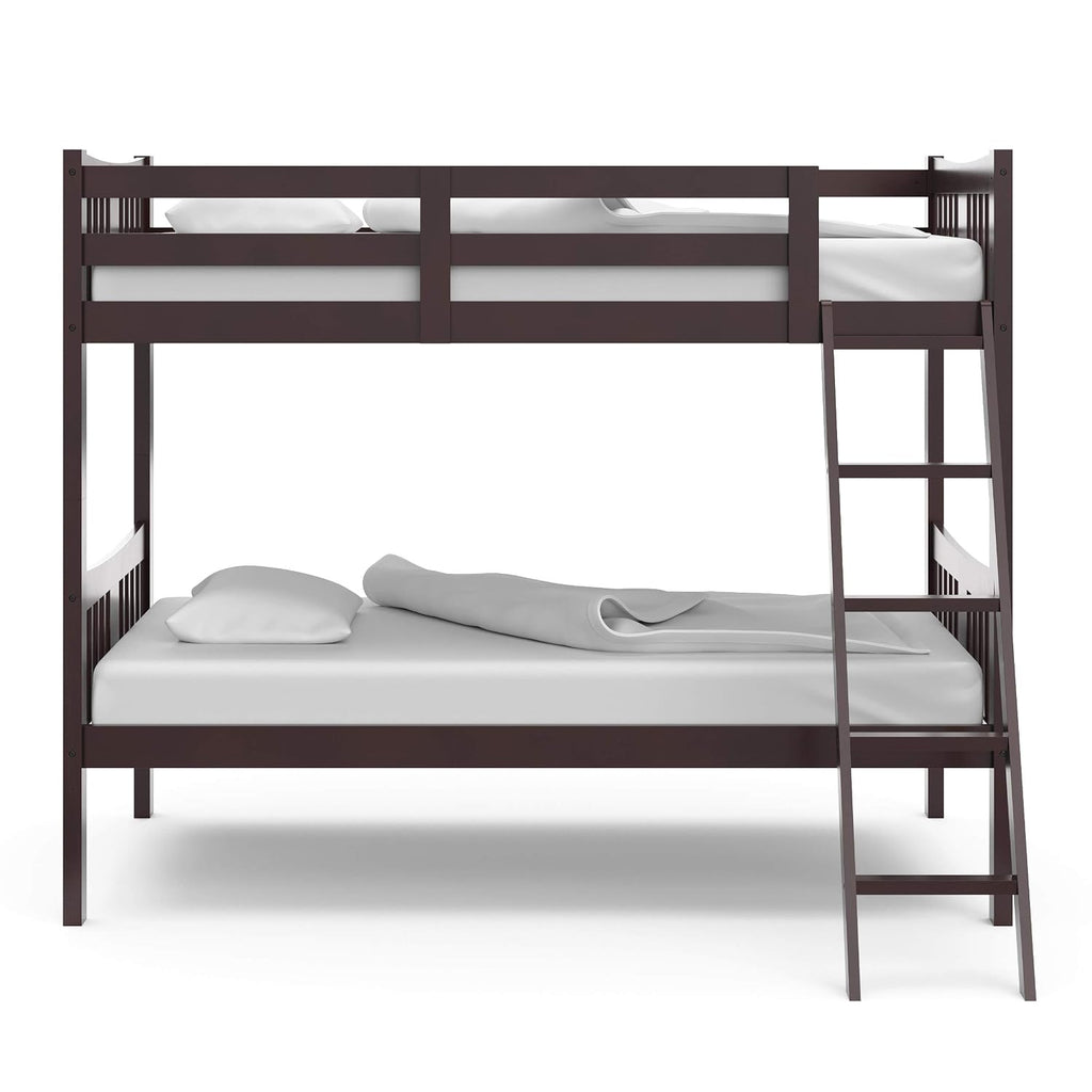 Storkcraft Caribou Bunk Bed Twin Over Twin Bunk Bed (Espresso) - GREENGUARD Gold Certified, Twin Bunk Beds for Kids, Converts to 2 Individual Twin Beds, Bunk Beds for Kids