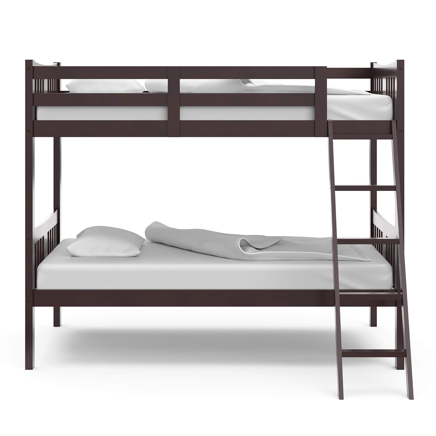 Storkcraft Caribou Bunk Bed Twin Over Twin Bunk Bed (Espresso) - GREENGUARD Gold Certified, Twin Bunk Beds for Kids, Converts to 2 Individual Twin Beds, Bunk Beds for Kids