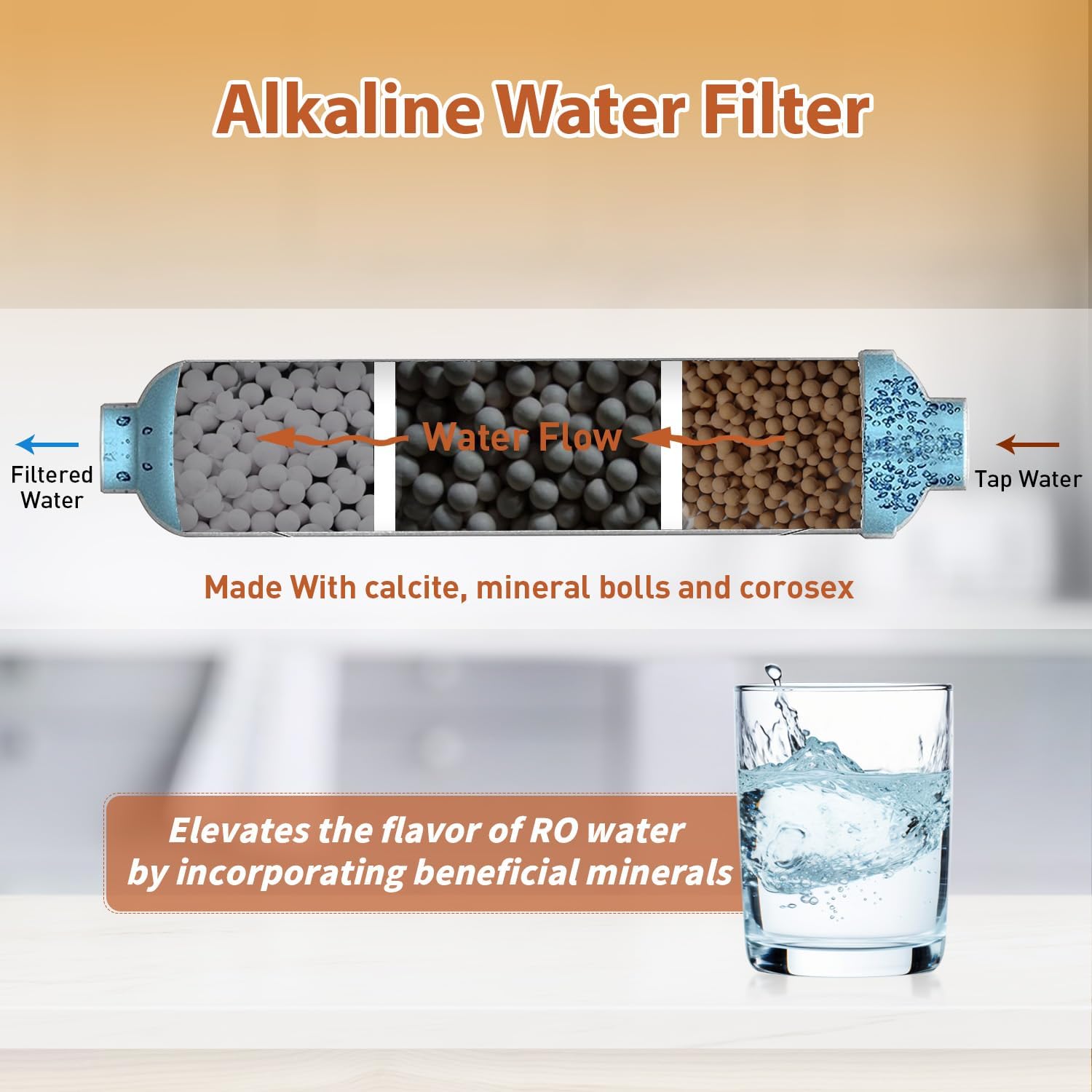 PureDrop RTW5AK SGS-Tested Reverse Osmosis Alkaline Water Filter System, 6 Stage pH+ Alkaline Remineralization Under Sink RO Water Filtration System Plus Extra 3 Filters, 50 GPD