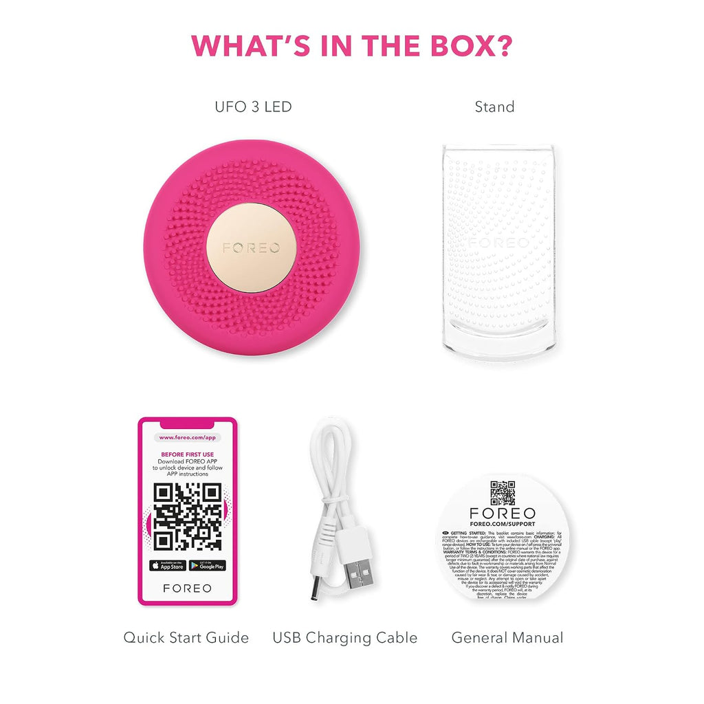 FOREO UFO 3 LED 4-in-1 Face Mask Skincare Device - Face Moisturiser - Full spectrum LED - Deep Tissue & Red Light - Warming - Massage - App-connected