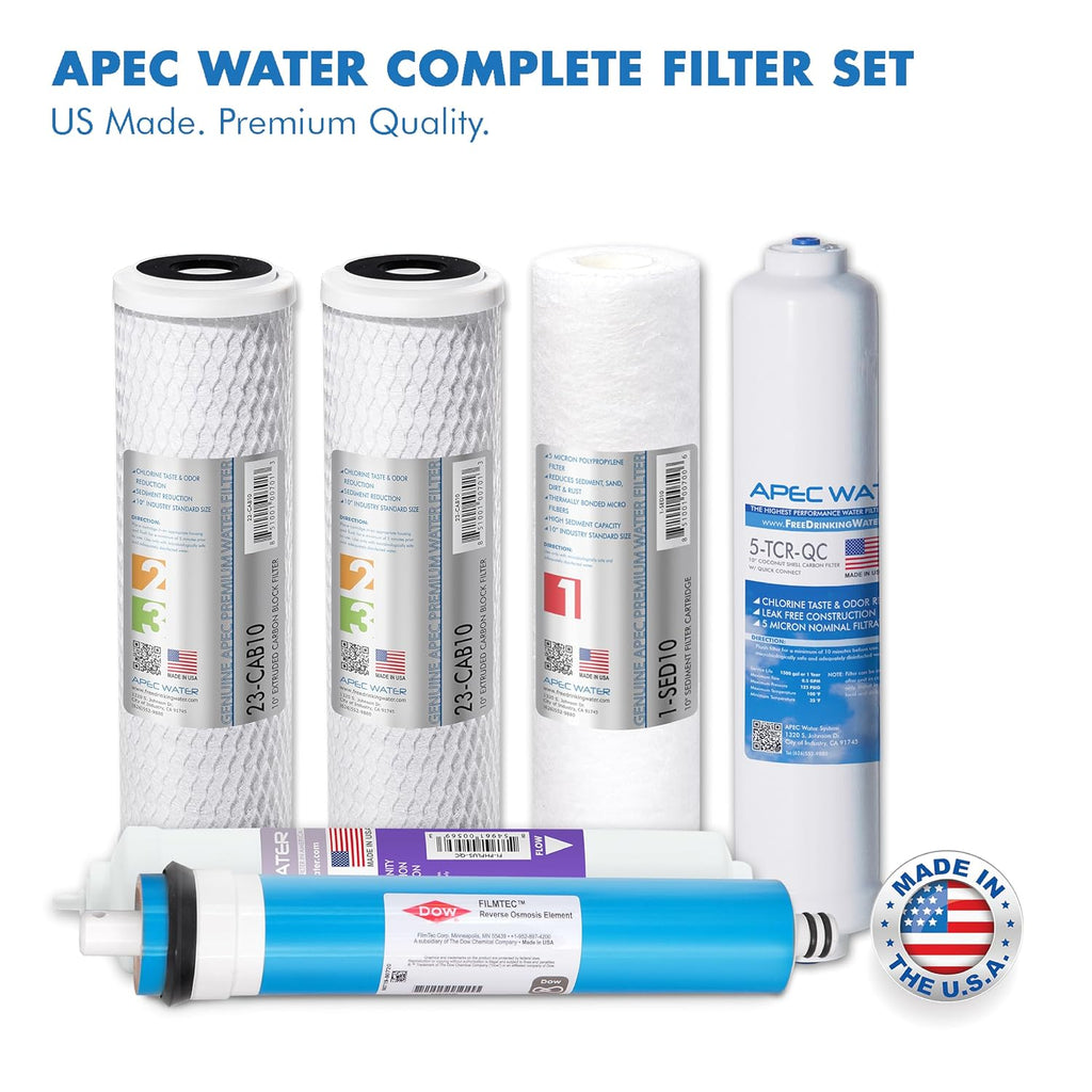 APEC Water RO-PH90, 6-Stage Alkaline Under Sink Reverse Osmosis Water Filter System, NSF Certified 372 & 58, 90 GPD, Reduces 99% of Impurities