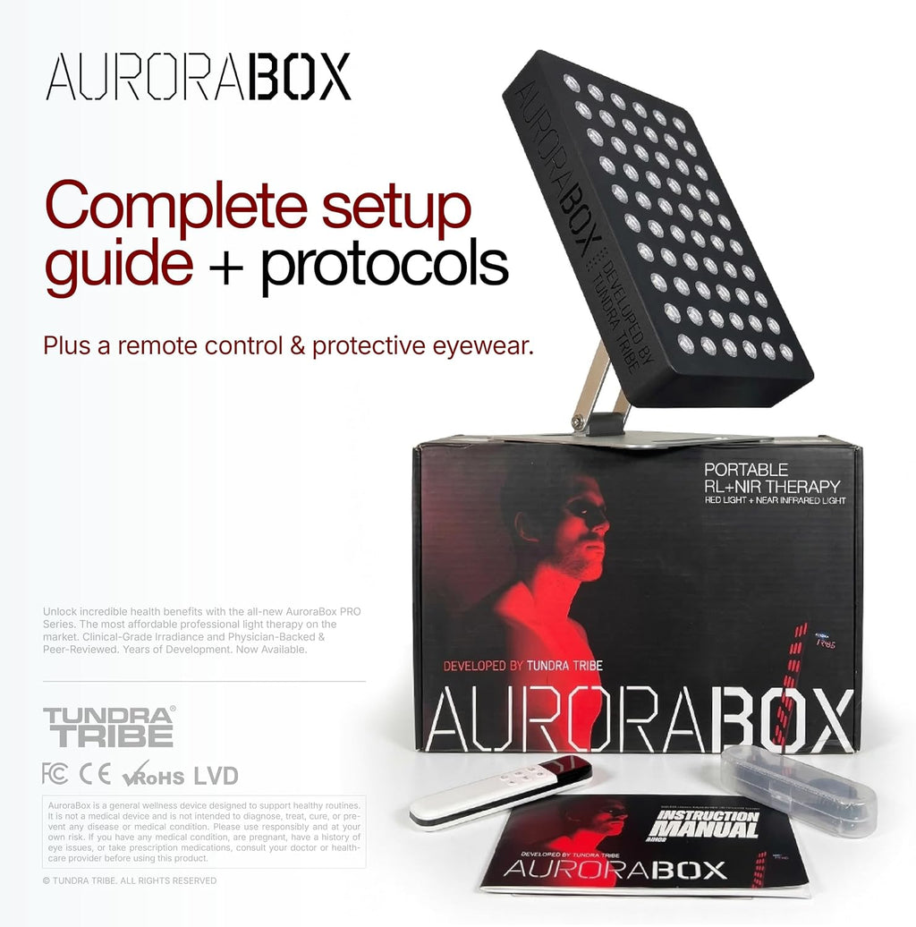 AuroraBox 60 Pro Science-Backed 5 Wavelength Red Light & Near Infrared Light Therapy Panel | Lower Inflammation, Reduce Aging, Improve Recovery | 630 660 810 830 850nm