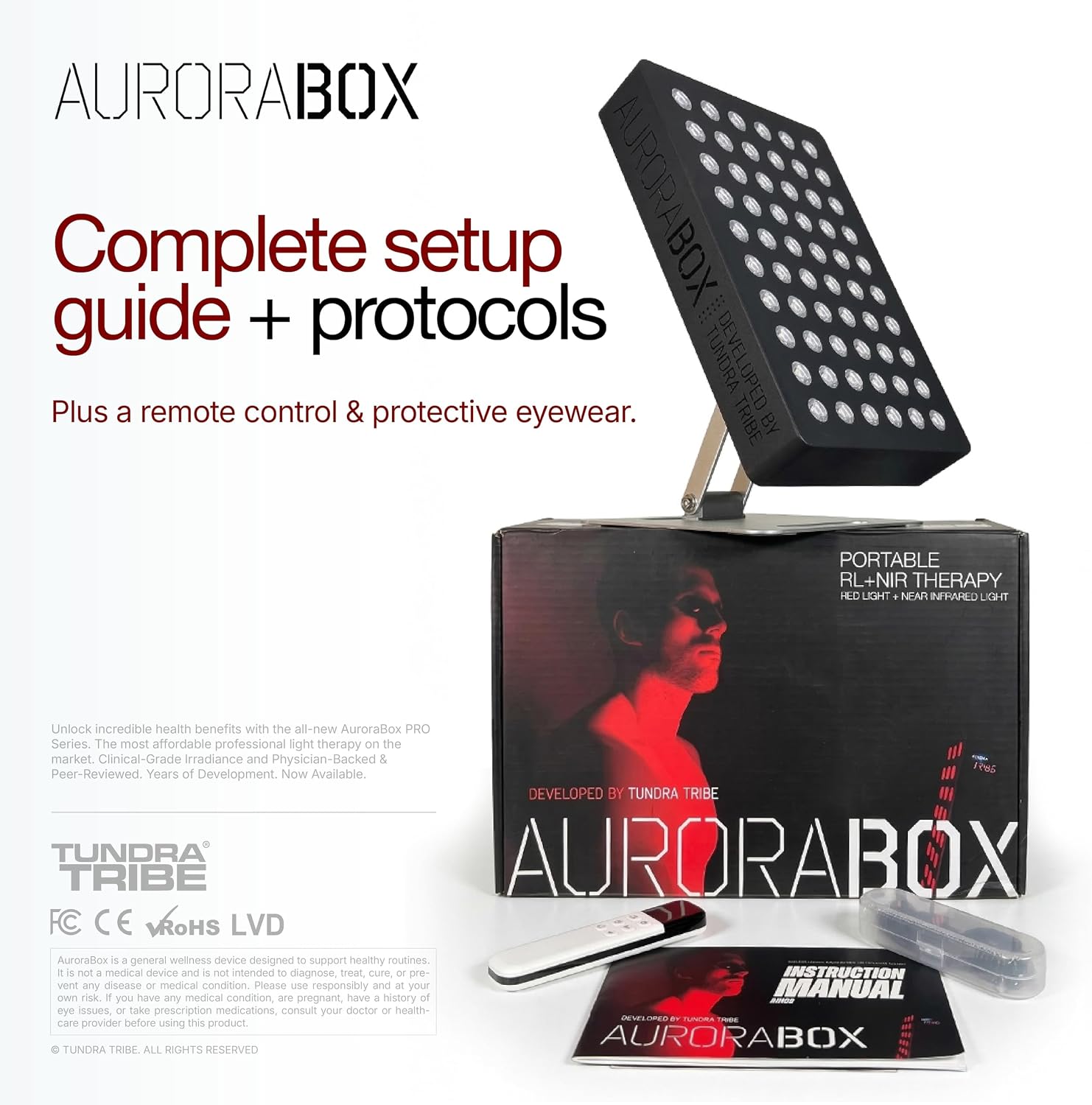 AuroraBox 60 Pro Science-Backed 5 Wavelength Red Light & Near Infrared Light Therapy Panel | Lower Inflammation, Reduce Aging, Improve Recovery | 630 660 810 830 850nm