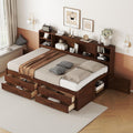 Classic Style Full Size Captain Bed with Built-in Storage Shelves, Wooden Daybed Frame with 4 Drawers and 2 Cabinets, Wood Slats Support for Kids Teens Adults, No Box Spring Needed
