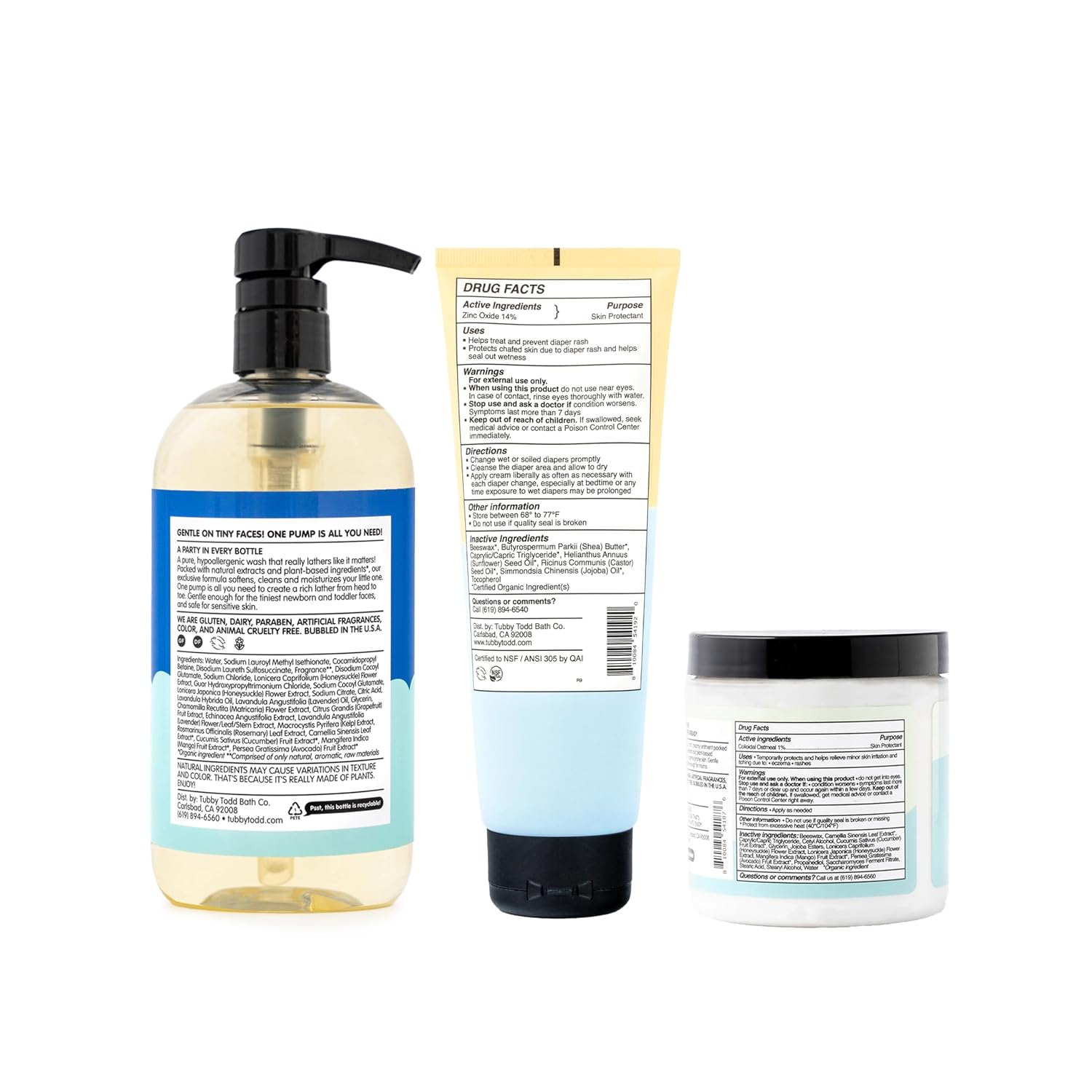 TUBBY TODD 3-Step Baby Bath & Skincare Routine - The Regulars Bundle - Baby Shampoo and Body Wash, Everyday Lotion 25 Oz & All Over Ointment 8 Oz - Lavender Rosemary