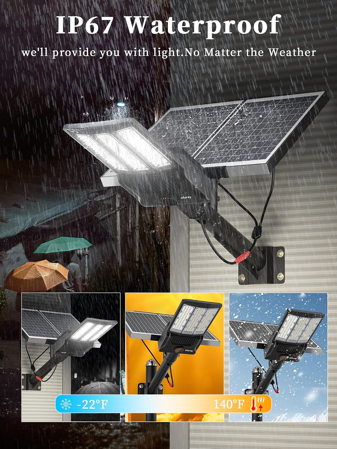 Ofuray OL-12000W Solar Street Lights Outdoor,Parking Lot Lights Commercial Dusk to Dawn,60,000mah Big Power Solar Security Flood Remote Control Without Motion Sensor for Street,Yark,Court