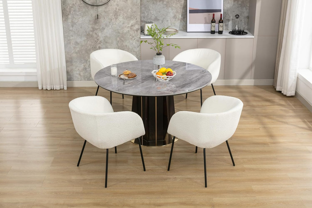 Luxury Velvet Dining Chairs with Swivel Function and Metal Legs Set of 2 (Grey + Black) Ideal for Living Room or Bedroom (Beige Single)