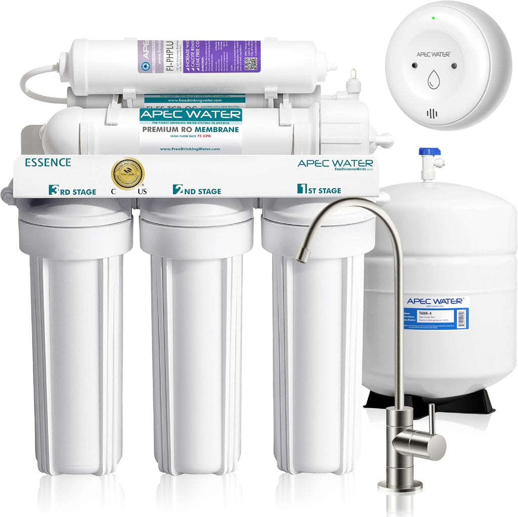 APEC Water ROES-PH75LD 6-Stage Alkaline Under Sink Reverse Osmosis Water Filter System, NSF Certified 372, 75 GPD, Reduces 99% of Impurities