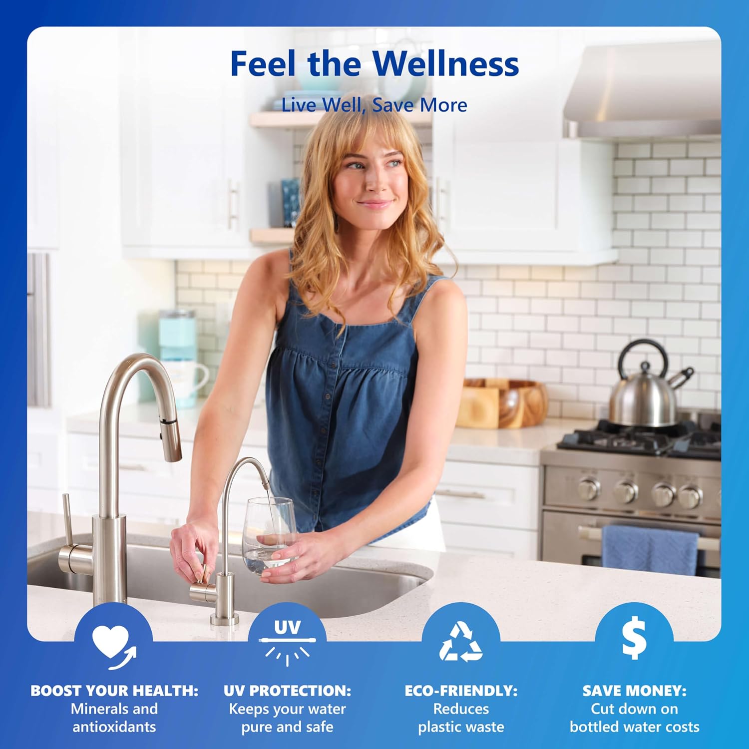 Express Water ROALKUV10MBN 11-Stage Alkaline Under Sink Reverse Osmosis Water Filter System, UV Filter, NSF Certified 372 & 58, 100 GPD, Brushed Nickel Faucet