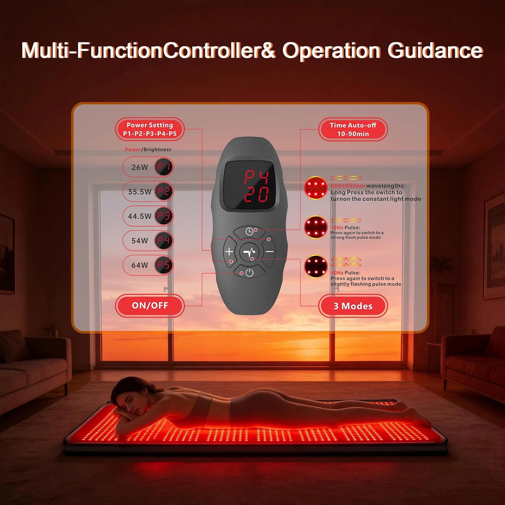 Red Light Therapy for Body, 74.8'*35.4' Whole Red Light Therapy Mat Full Body, 1260 LEDs redlight mat with 660nm & 850nm for Men, Women, Pets