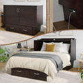 AFI, Monroe Full Murphy Bed Chest with 6' Mattress, Storage Drawer & Built-in USB Charger, Espresso