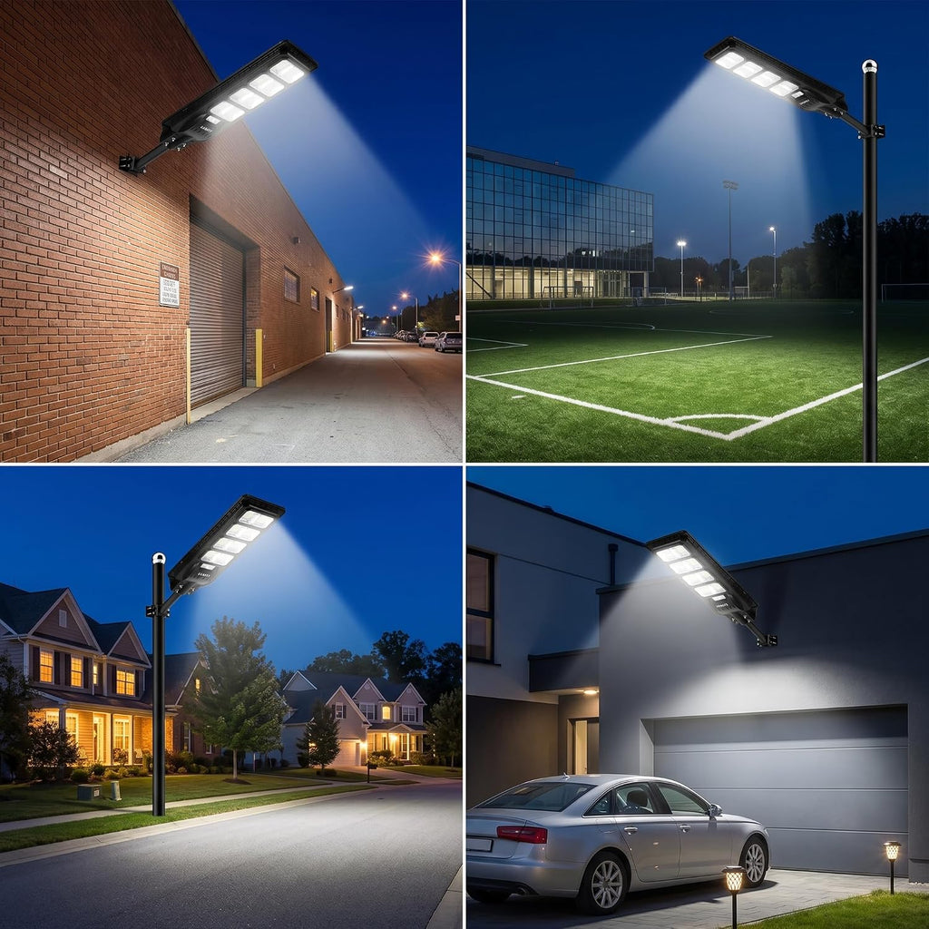 LANGY 2PACK Solar Street Lights Outdoor Lamp 200000 lumens with Remote Control,Dusk to Dawn Motion Sensor,IP66 Waterproof Solar Powered Outdoor Lamp for Parking Lots,Yard,Barn Basketball Court