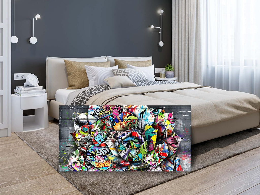 SIXTTART Flower Pictures Wall-Decor - Banksy Street Wall Art - Large Abstract Canvas Wall Art Ready To Hang Size 59' x 29'