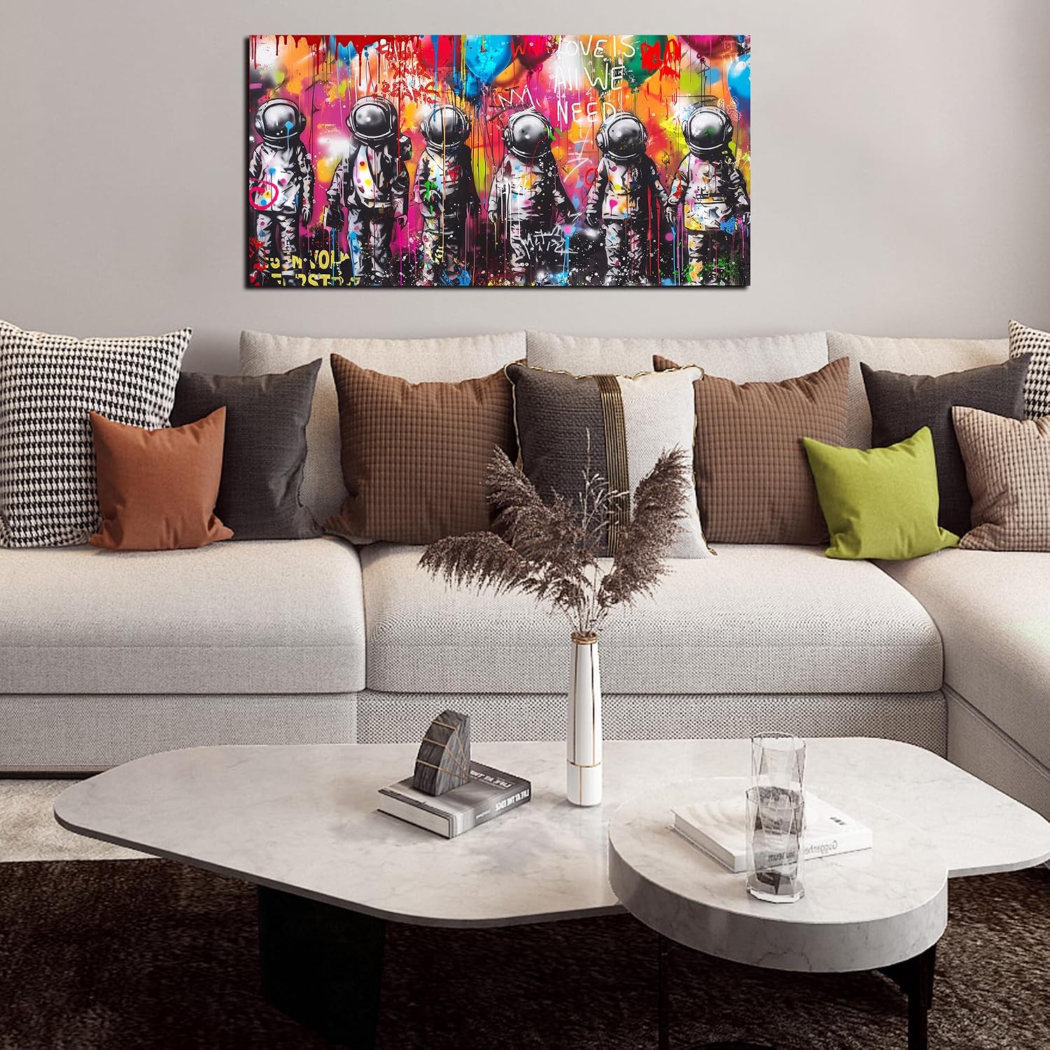 Astronaut Wall-Art - Big Graffiti Art Wall Decor - Space Posters Wall Decor for Bedroom Teen Girl Ready to Hang Size 29 x 59 Inch