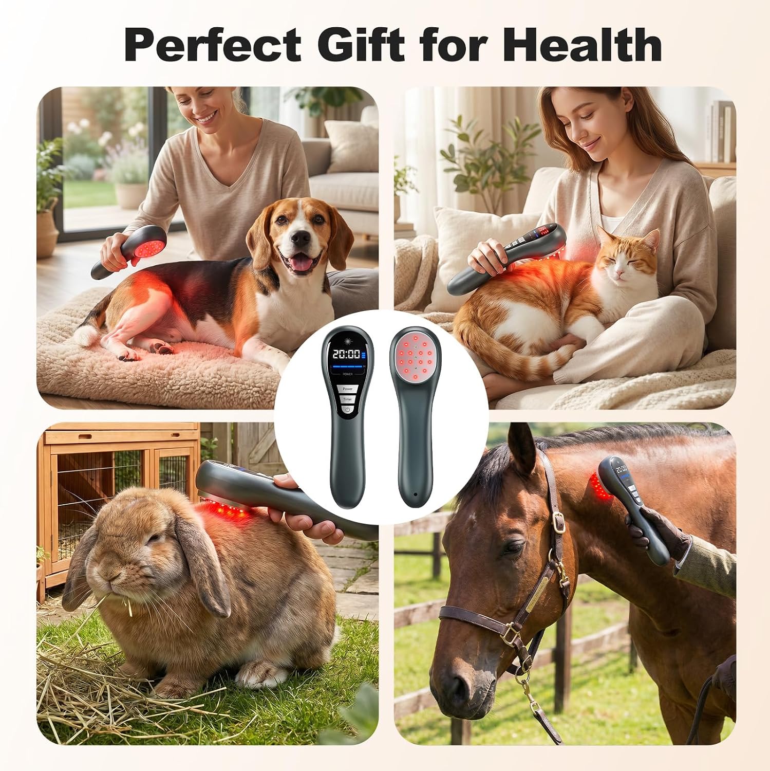 Handheld Red Light Therapy Device, Portable Near Infrared Light Therapy for Body, 650nm & 808nm Wireless Red Light Therapy Wand for Pain Relief Joint, Muscle Pain for Dogs & Humans