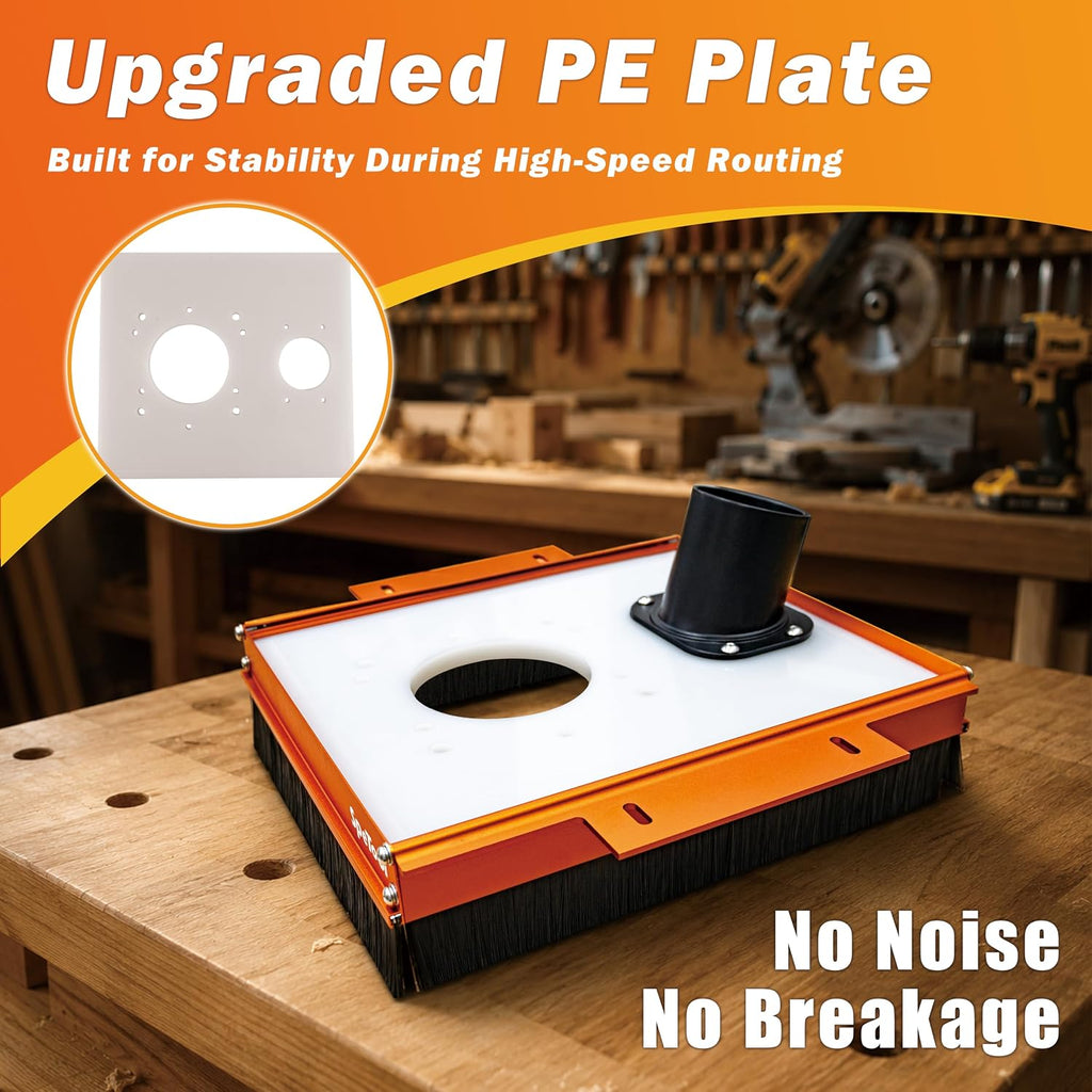 SpeTool Upgraded Linear Rail Connector with Dust Collection, Fits 16mm Linear Rails, Router Sled Slide, SBR16UU & SCS16UU Slide Blocks, PE Router Plate Compatible with Multiple Routers