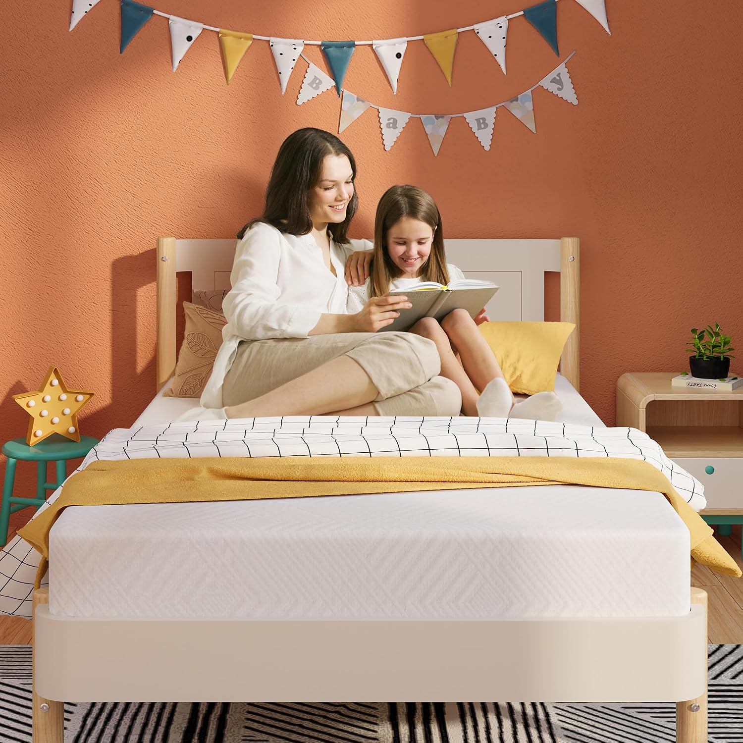 MLILY EGOHOME 12 Inch King Green Tea Gel Infused Memory Foam Mattress for Cool Night & Pressure Relief, Medium Firm, Fiberglass-Free, CertiPUR-US, Mattress in a Box, White