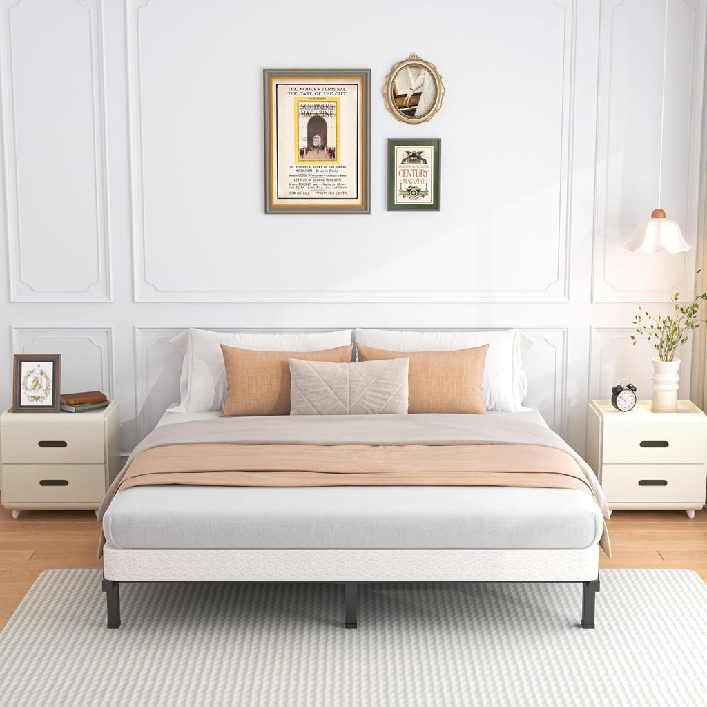 ROIL 5 Inch Queen Box Spring, Heavy Duty Metal Low Profile Bed Base Mattress Foundation with Fabric Cover, 3500lbs Max Weight Capacity, Easy Assembly, Noise Free, Non-Slip