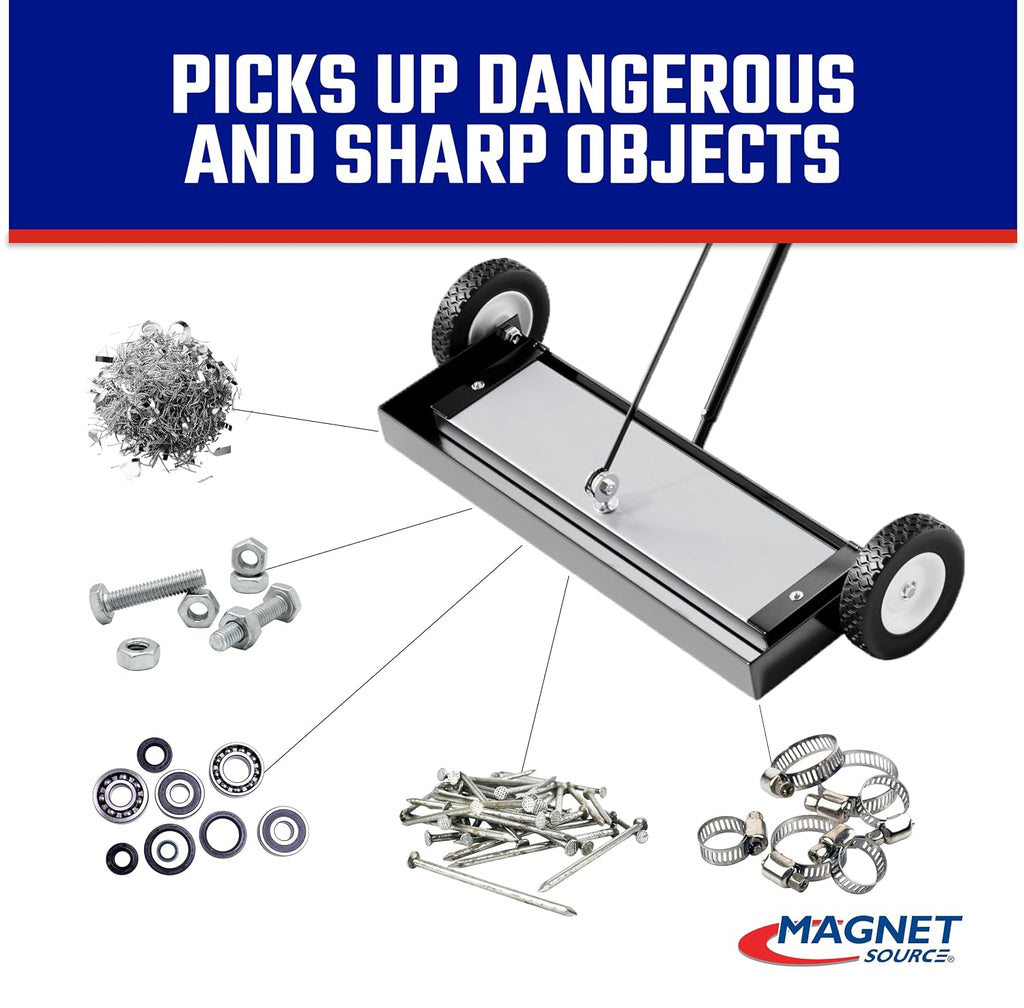 Master Magnetics Heavy Duty Magnetic Sweeper - Heavy Duty Push-Type with Release, 24' Sweeping Width, MFSM24RX