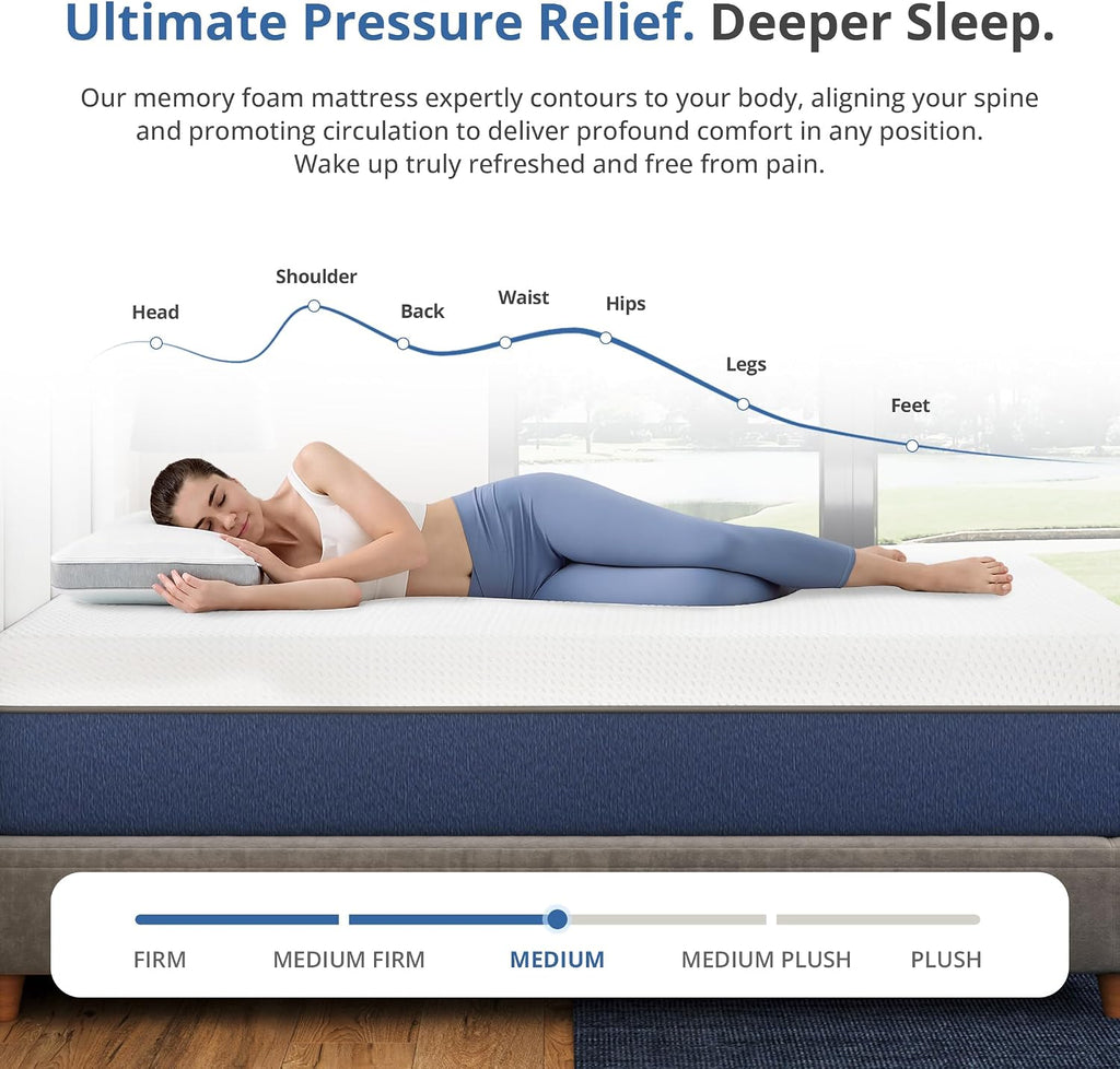 MLILY 14 Inch Full Memory Foam Mattress, Gel Cooling Mattress Bed in a Box, Fiberglass Free, Back Pain Relief, Medium Firm, CertiPUR-US Certified, 54'x75'x14', White