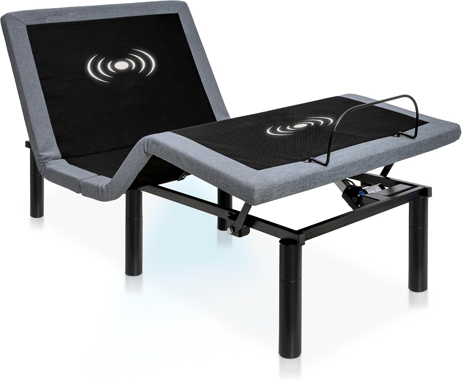 Hedva Adjustable Bed Frame with Massage Motors, 4 USB Ports, LED Light, 5-Minute Assembly, Multiple Preset Positions for Ultimate Comfort, Wireless Remote Control Adjustable Bed (Black, Twin XL)