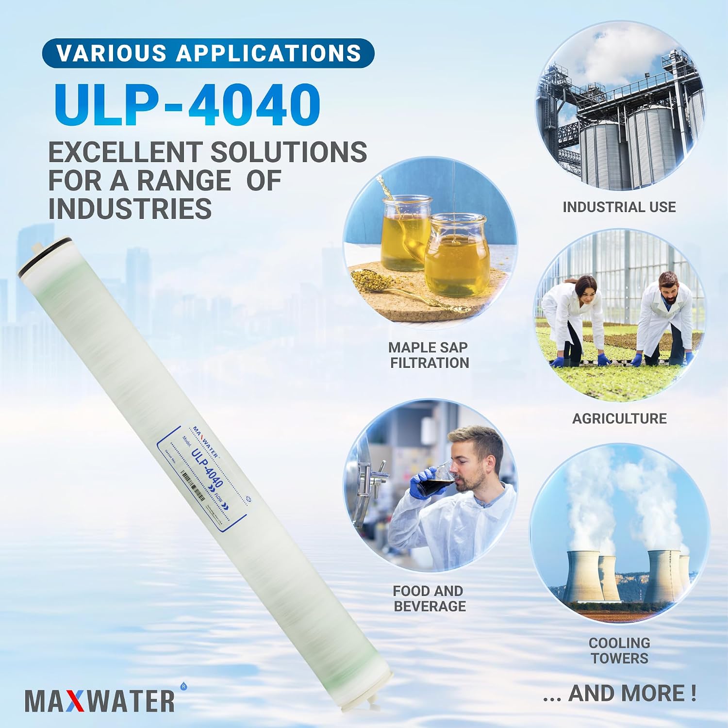 Max Water Reverse Osmosis 4040 Commercial RO Membrane (ULP-4040: 2600GPD) size 4' x 40' good for Industrial, Agricultural, Whole House & more (2)