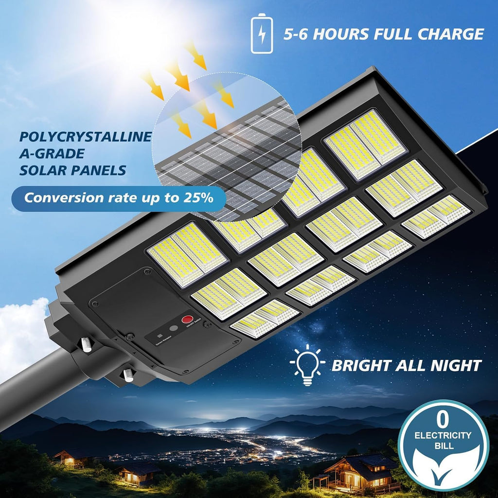 Sunwish Solar Lights Outdoor Waterproof 5000W, 6500K LED Solar Street Light with Motion Sensor & Dusk to Dawn, Security Flood Lights Outdoor with Remote Control for Parking Lot, Yard, Garage 2 Pack