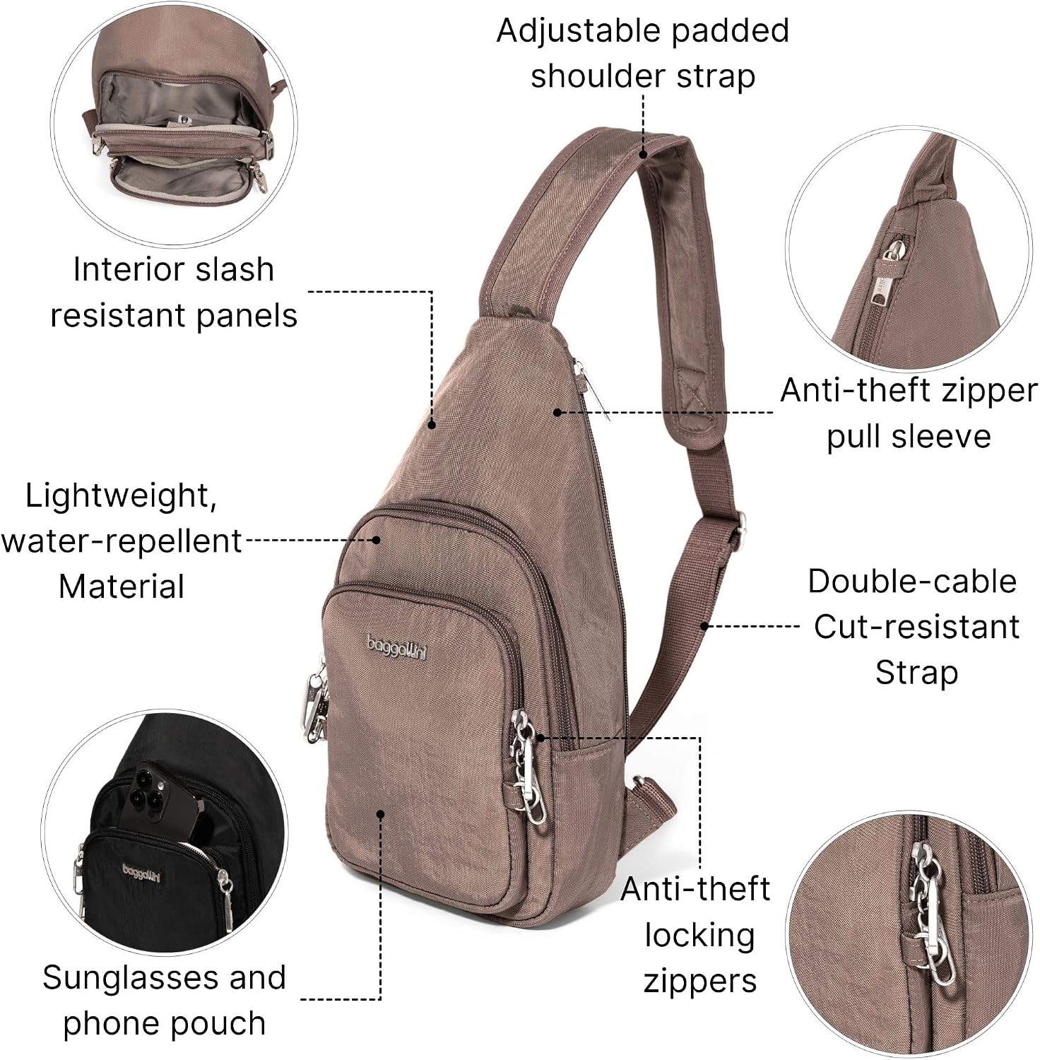 Baggallini Securtex Anti-Theft Daytripper Sling