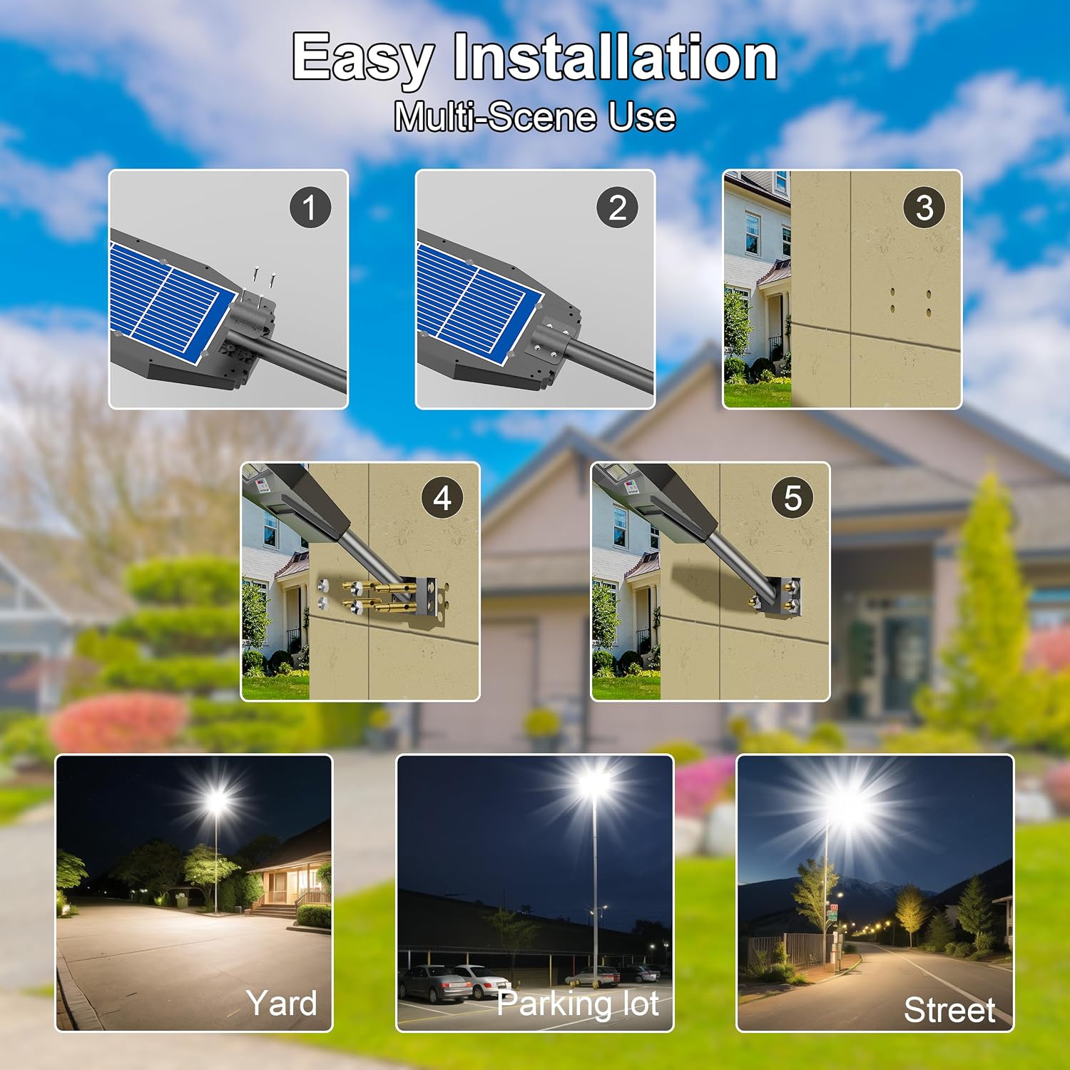 Ultra Bright Solar Street Light –12000W Solar Street Lights Outdoor with 300,000LM, IP66 Waterproof Dusk to Dawn with Remote Commercial & Industrial Floodlight for Parking Lots, Warehouses, Yard