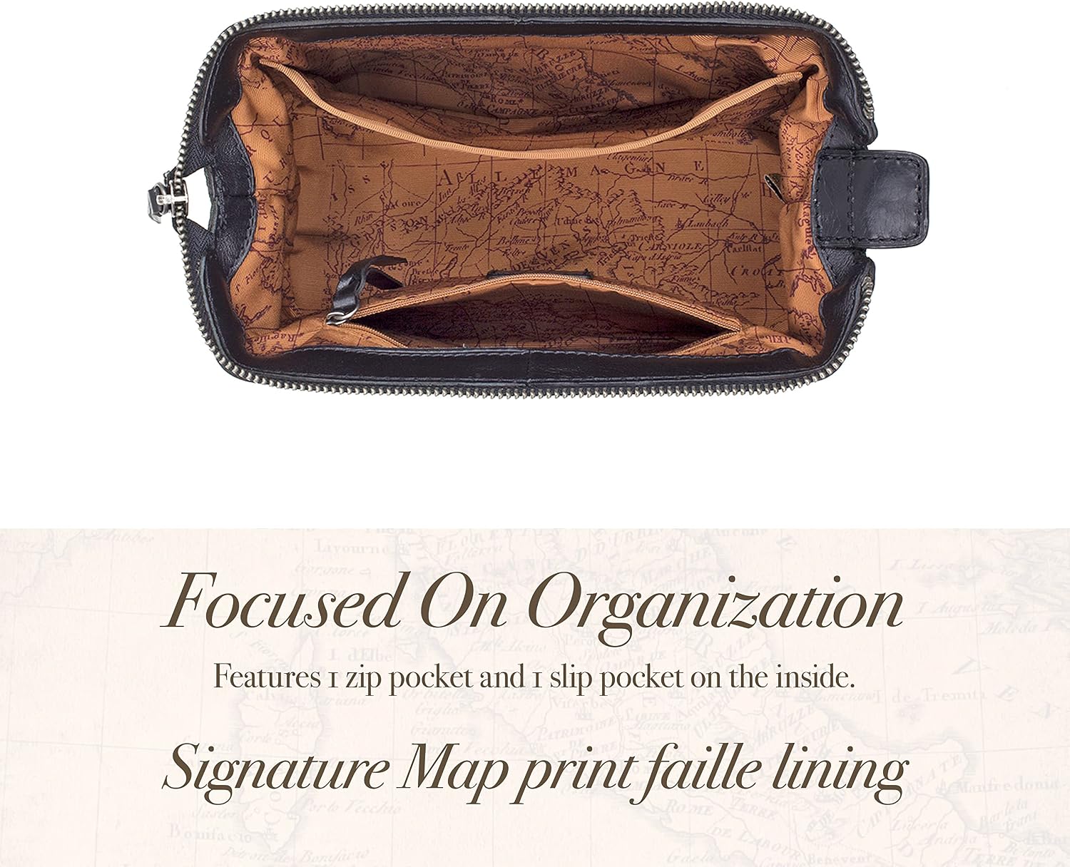 Patricia Nash Travel Toiletry Bag for Men - Moto Canvas Travel Case, Dopp Kit for Men, Waxed Cotton Canvas, Mens Toiletry Bag, Stylish Travel Case, Brushed Brass Hardware, Zipper Closure