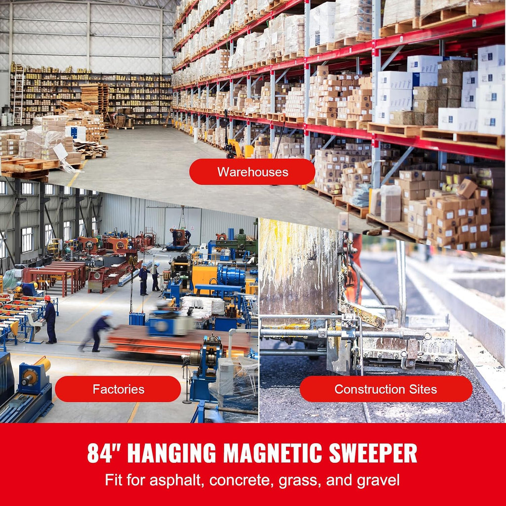 Happybuy 120lbs Hanging Magnetic Sweeper Tool, Industrial-Grade Forklift Magnet for Picking Up Bolts, Nails, Iron Chips, and Metals - Steel Material for Hunting Accessories