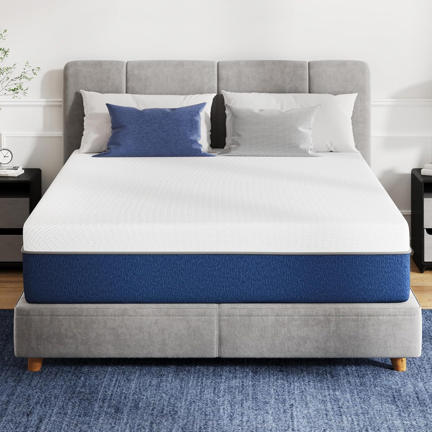 MLILY 14 Inch King Memory Foam Mattress, Gel Cooling Mattress Bed in a Box, Fiberglass Free, Medium Firm, Back Pain Relief, CertiPUR-US Certified, 76'x80'x14', White