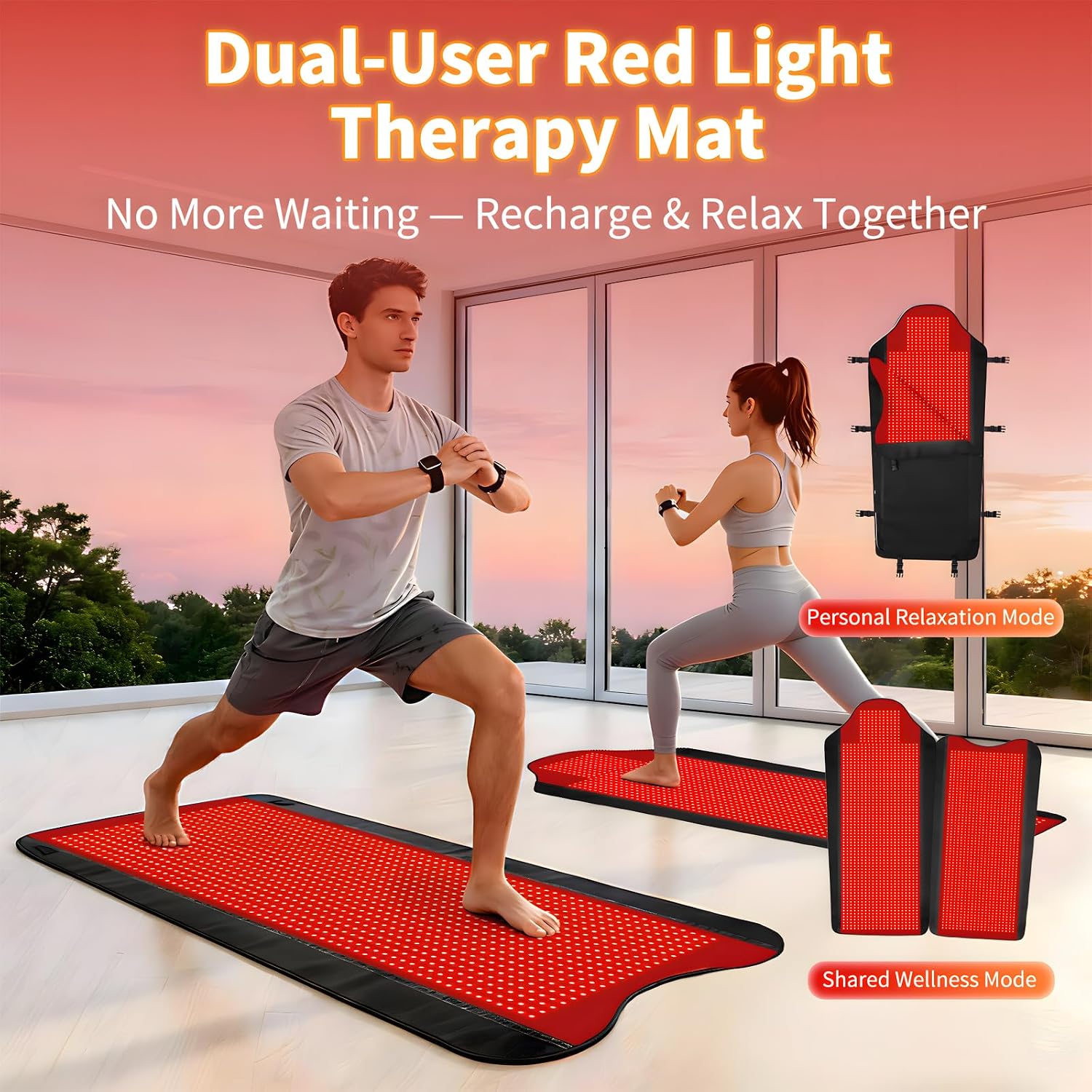 Full Body Red Light Therapy Mat with 3207 LEDs, 3-in-1 660nm & 850nm TPU Infrared Light Blanket, 74.8' x 36' Foldable Therapy Pad with Timer Controller Pulse Modes for Home Use 260W