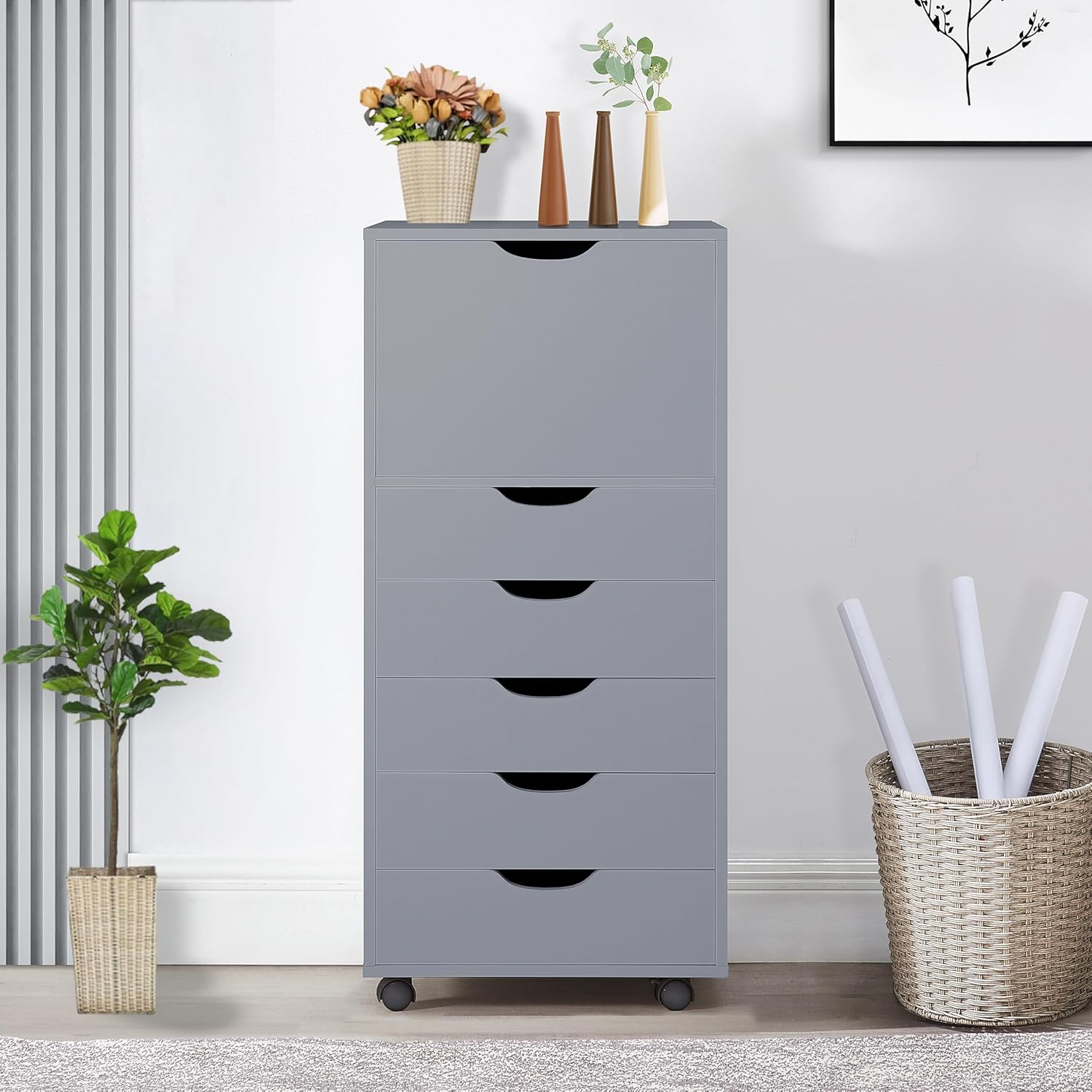 Naomi Home 5 Drawer + 1 Cabinet Storage Organizer, Modern Mobile Cabinet for Home & Everyday Storage