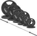 Signature Fitness 2-Inch Cast Iron Barbell Set, Including Multiple LBS Weight Plates and 6FT Barbell Set, Multiple