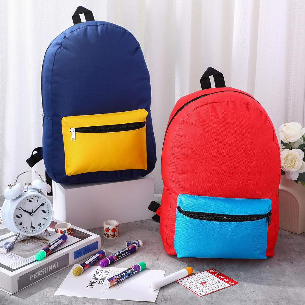 Sweetude 30 Pcs Backpack in Bulk 16' School Bookbags for Kids Lightweight Girls Boys Student Casual Kits (Trendy Patchwork)