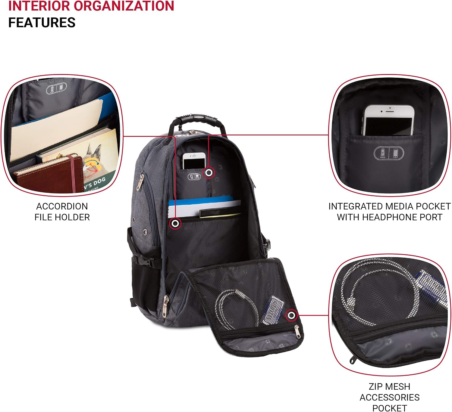 SwissGear 5977 ScanSmart TSA Friendly Laptop Backpack, Fits Most 17 Inch Laptops and Tablets, Ideal for Work, Travel, School, College, and Commuting, Grey